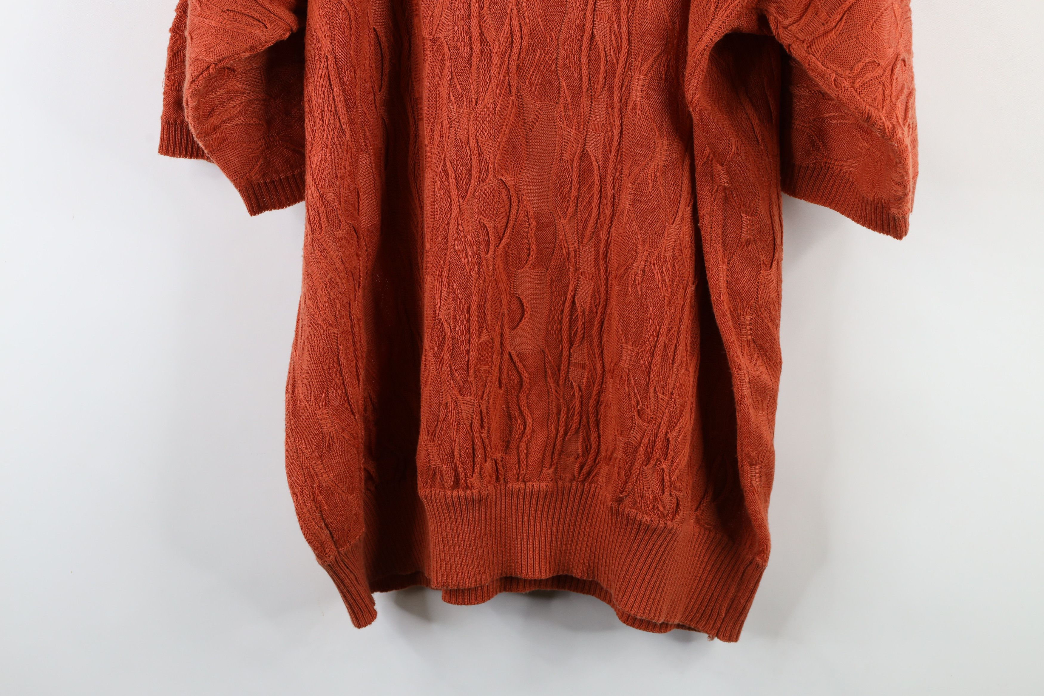 Vintage Vintage 90s Coogi Style Short Sleeve Knit Sweater Orange Size US XL / EU 56 / 4 - 12 Thumbnail