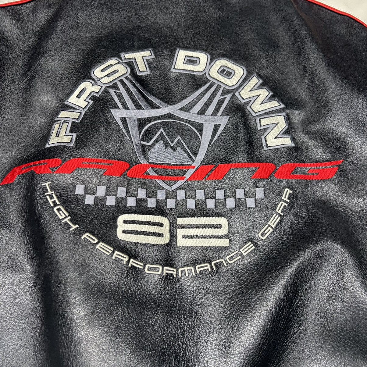 Vintage VTG First Down Leather Racing Jacket Black Coat Gear Zip Y2K Size US M / EU 48-50 / 2 - 19 Thumbnail