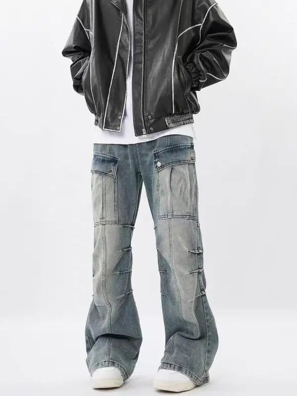 VIBE Retro Heavy Duty Washed Multi-Pocket Cargo Jeans Size US 32 / EU 48 - 4 Thumbnail
