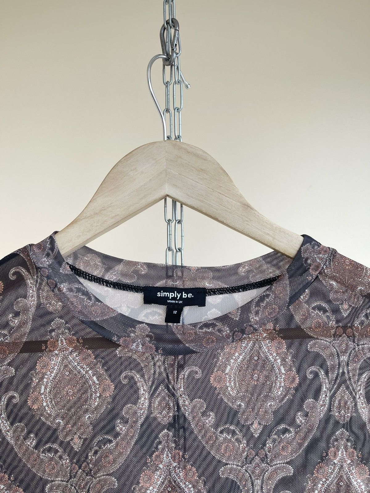 Other Simply Be Abstract Boho Print Mesh Long Sleeve Top Shirt Y2K Size M / US 6-8 / IT 42-44 - 3 Thumbnail