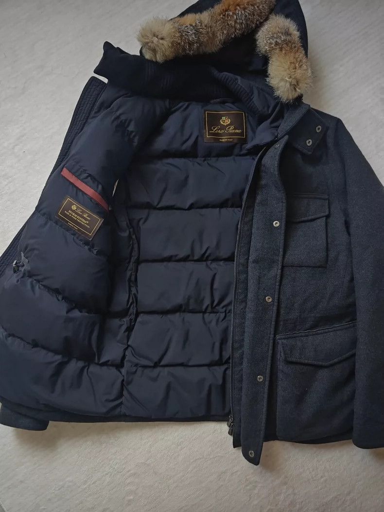 Loro Piana LORO PIANA Fur-lined cashmere down jacket with hood Size US L / EU 52-54 / 3 - 4 Thumbnail