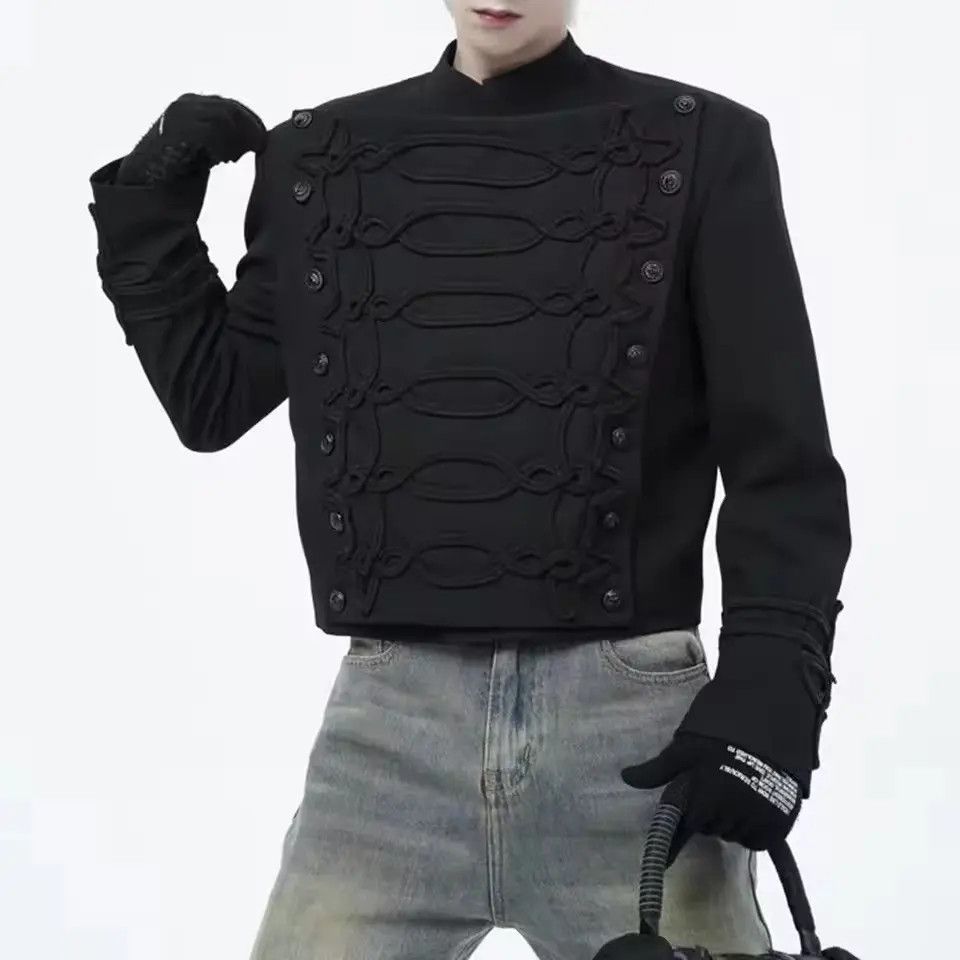 Japanese Brand Black Military-Inspired Jacket | Unique Knot Detail Size US L / EU 52-54 / 3 - 5 Thumbnail