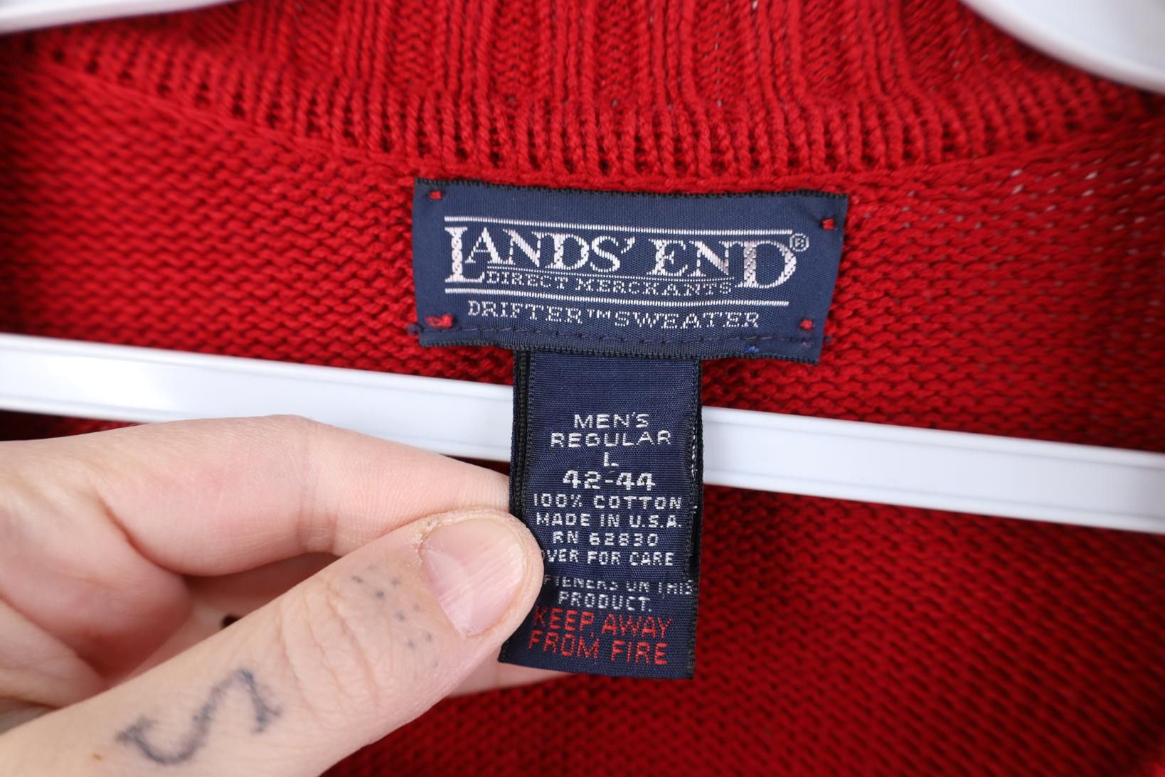 Lands' End Vintage 90s Lands End Knit Drifter Crewneck Sweater Red USA Size US L / EU 52-54 / 3 - 7 Thumbnail