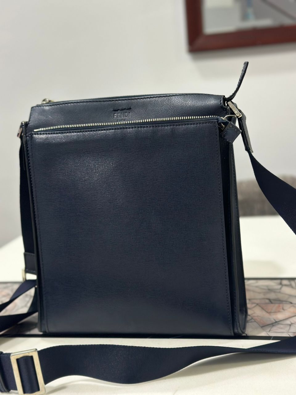 Authentic FENDI Shoulder Bag Calfskin Leather