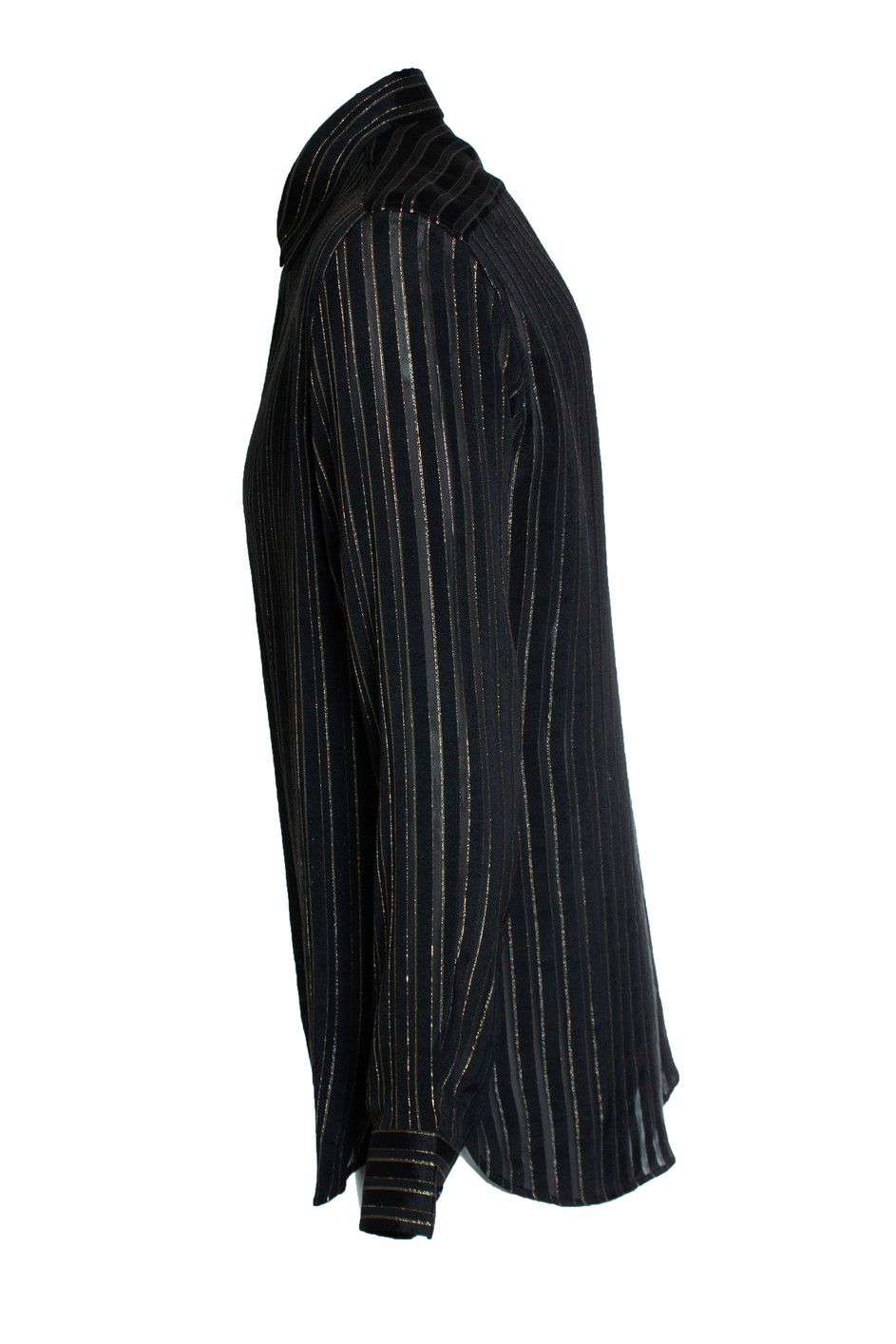 Saint Laurent Paris Saint Laurent, black gold sheer striped lurex shirt Size US M / EU 48-50 / 2 - 2 Thumbnail