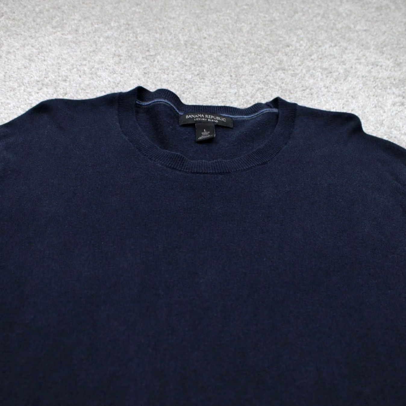 Banana Republic Banana Republic Men's Large Blue Sweater V-Neck Silk/Cotton/Cashmere Pullover Knit Formal Casual Workwear Size US L / EU 52-54 / 3 - 4 Thumbnail