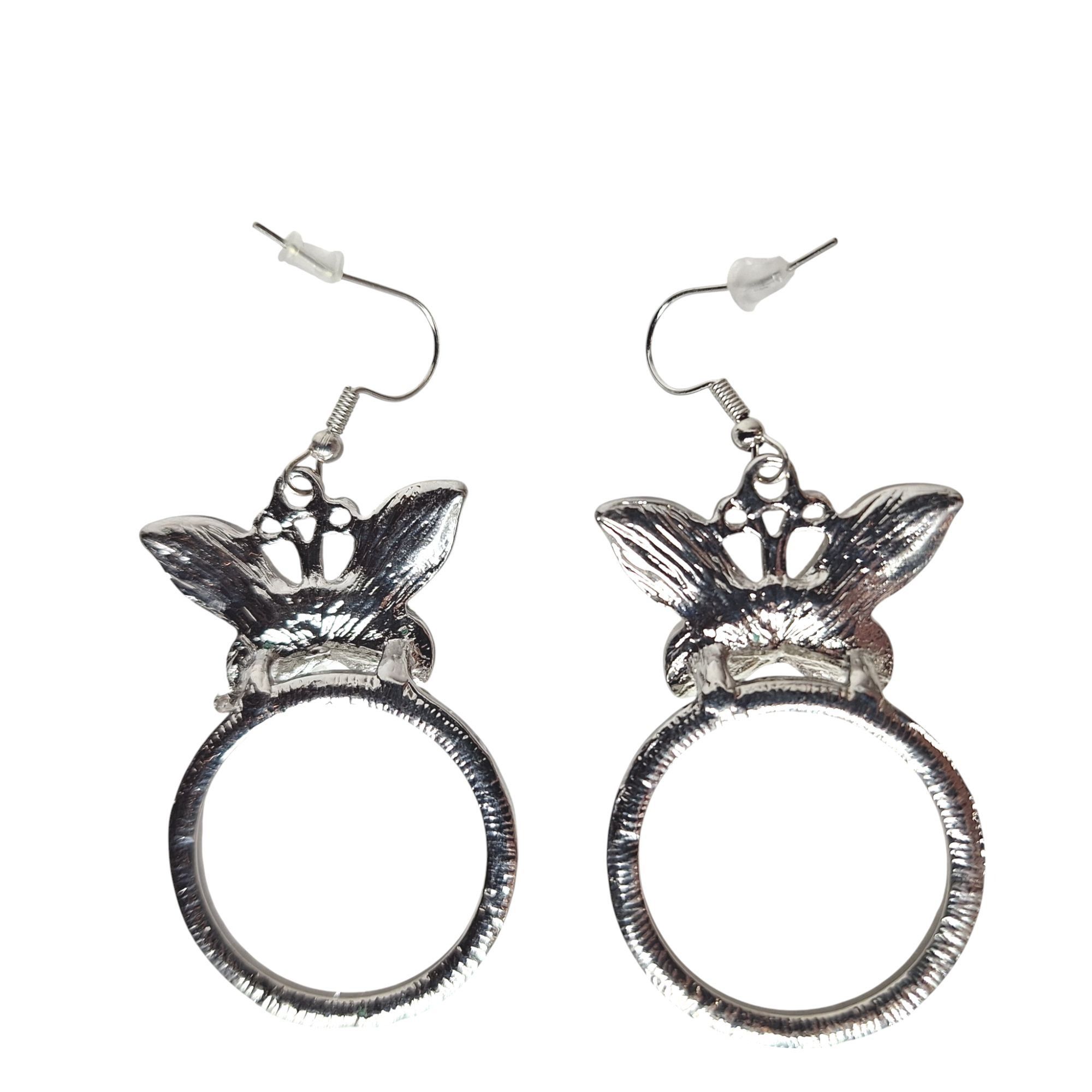 Other Silver Tone Butterfly Rhinestone Hoop Earrings Fairycore Y2K Size ONE SIZE - 2 Thumbnail