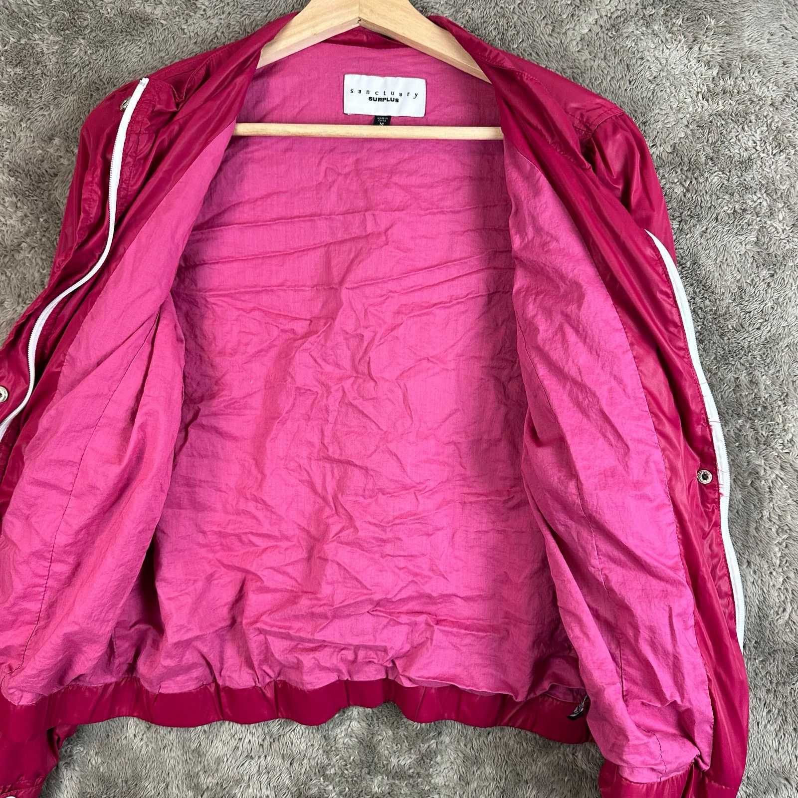 Sanctuary Sanctuary Magenta Pink Bomber Track Jacket Lined Windbreaker Size M / US 6-8 / IT 42-44 - 4 Thumbnail