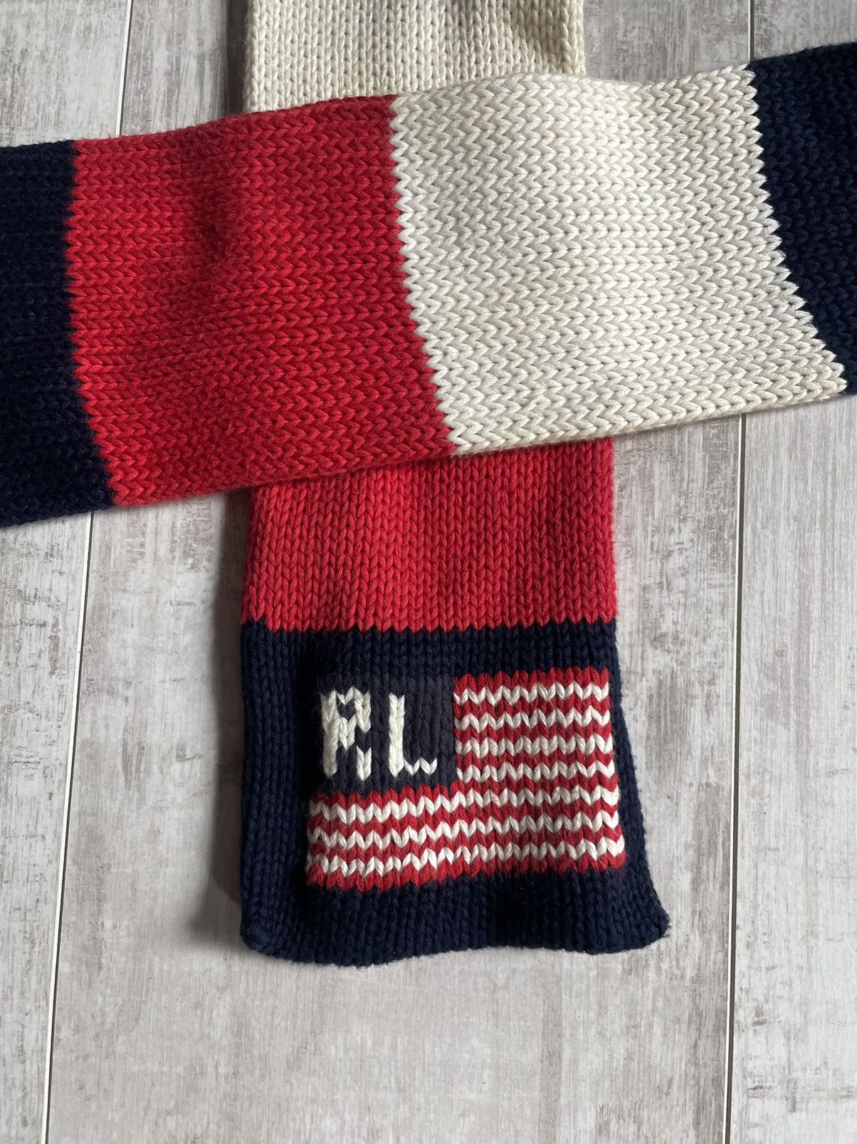 Polo Ralph Lauren × Ralph Lauren × Vintage 🇺🇸Vintage Ralph Lauren Scarf USA Flag Size ONE SIZE - 3 Thumbnail