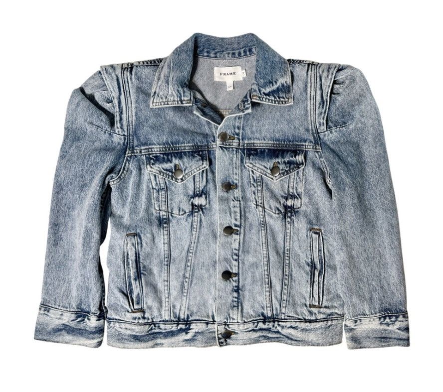 Frame FRAME Light Wash Premium Denim Jacket Size S/P USA Puff Size S / US 4 / IT 40 - 1 Thumbnail