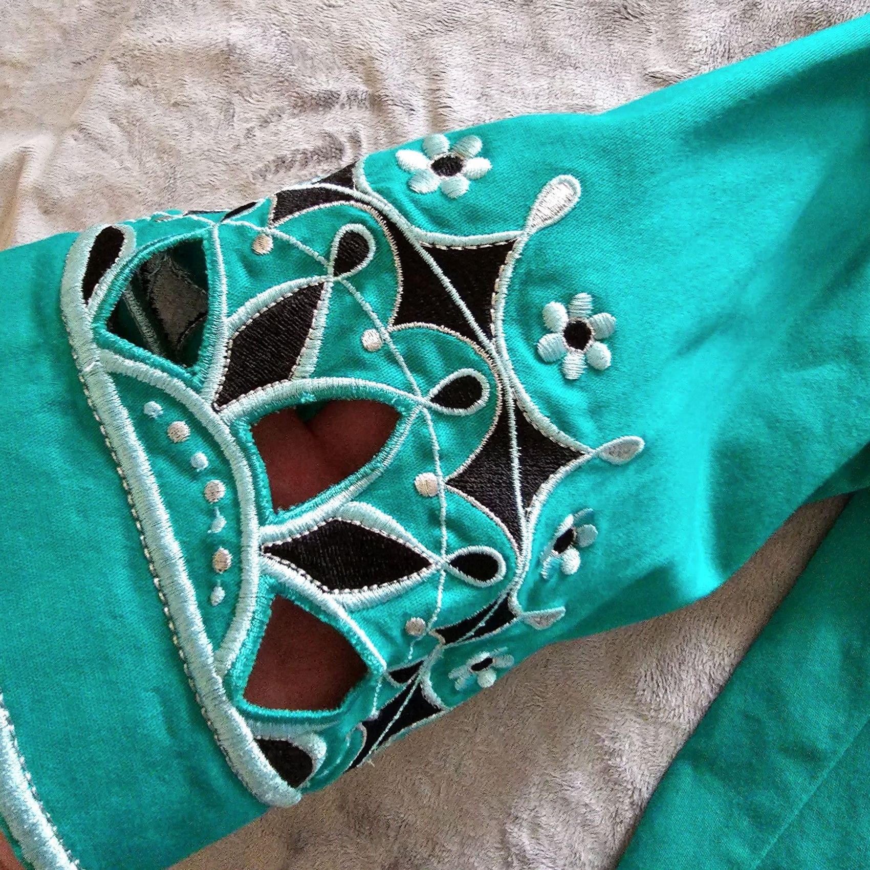 Bob Mackie Bob Mackie Jacket Womens Medium Green 3/4 Sleeve Full Zip Embroidered Art Classic Jacket Size M / US 6-8 / IT 42-44 - 3 Thumbnail