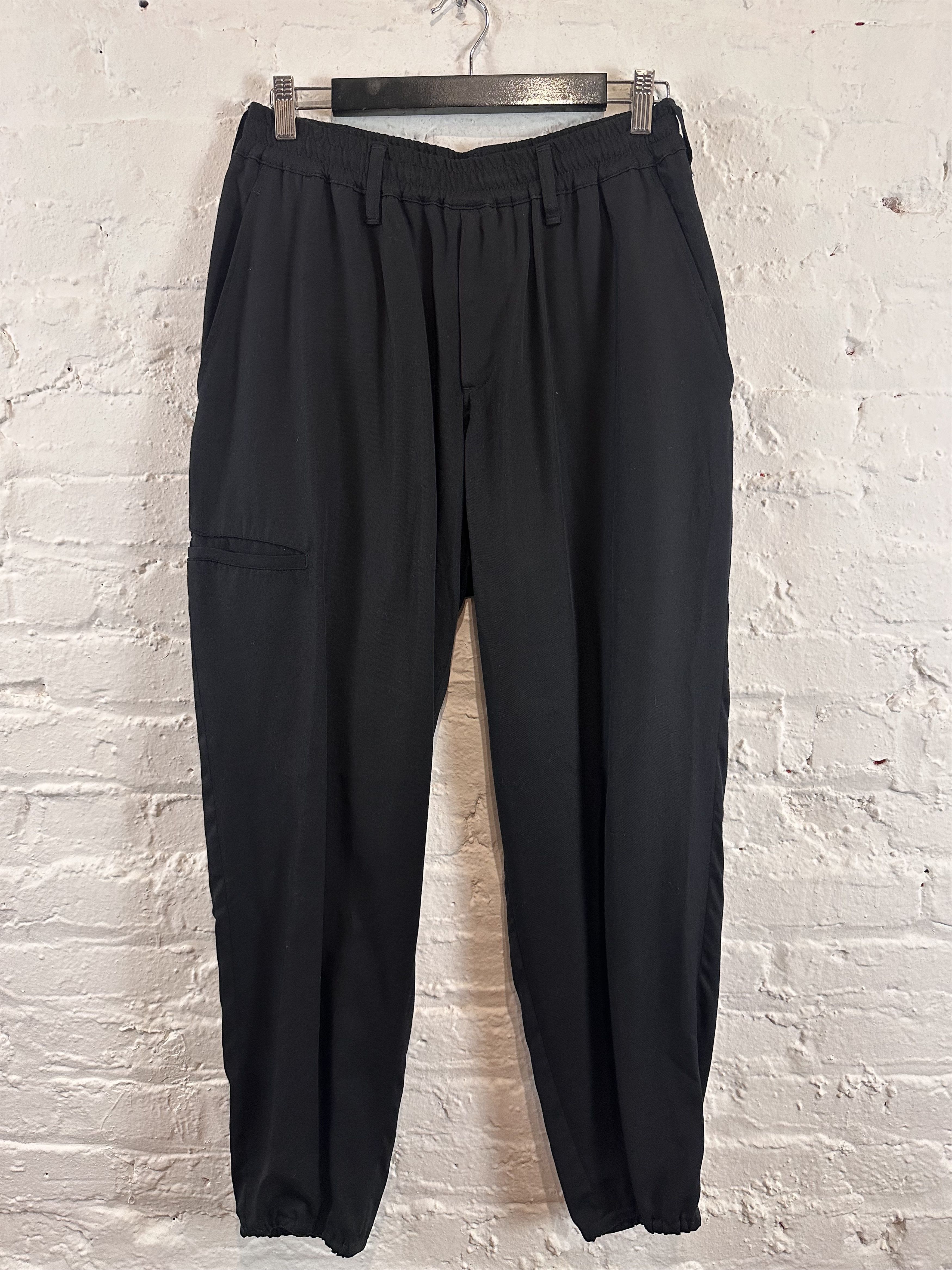 image of Yohji Yamamoto Pour Homme Regulation Tencel Jogger Rib Pants in Black, Men's (Size 30)