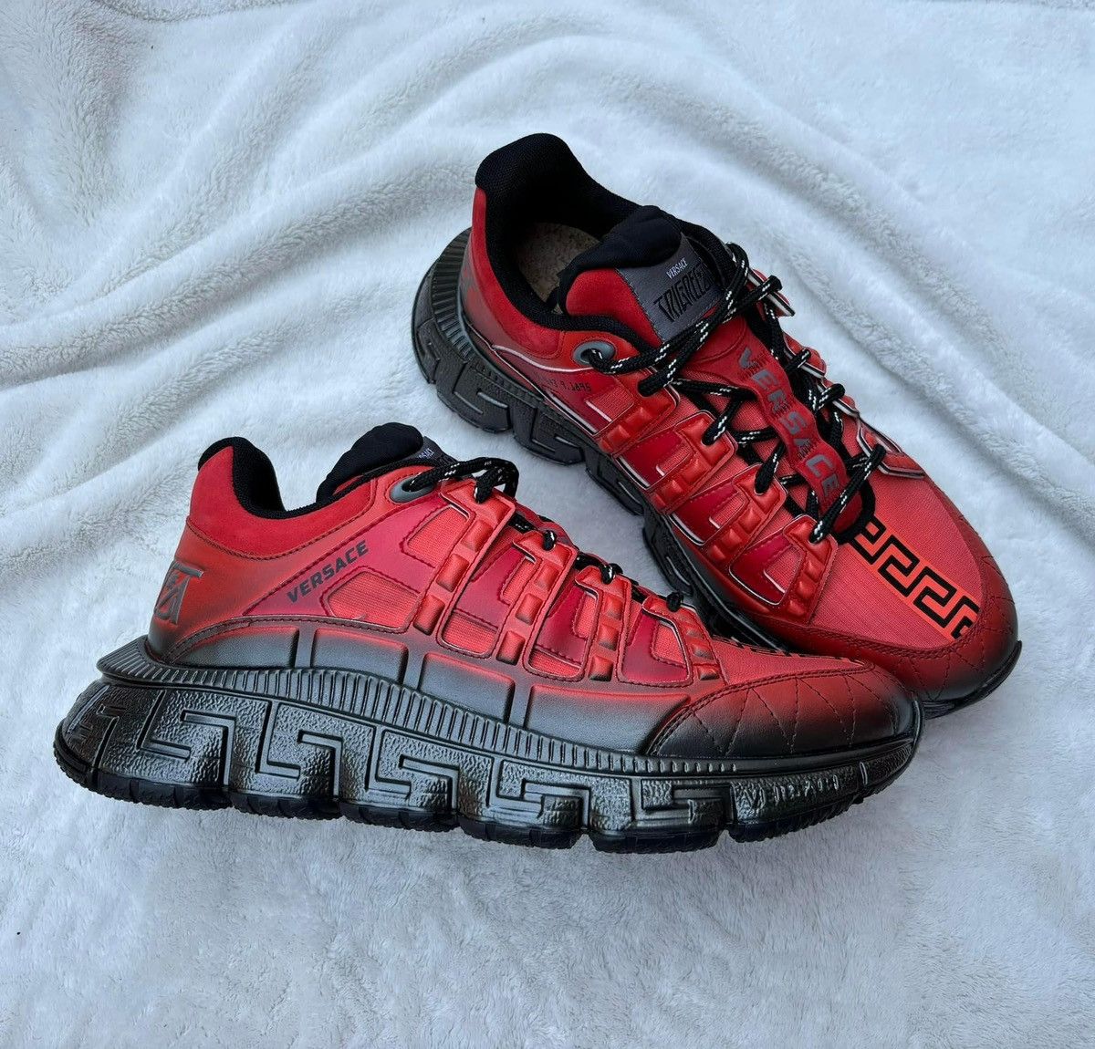 Red and black versace shoes store
