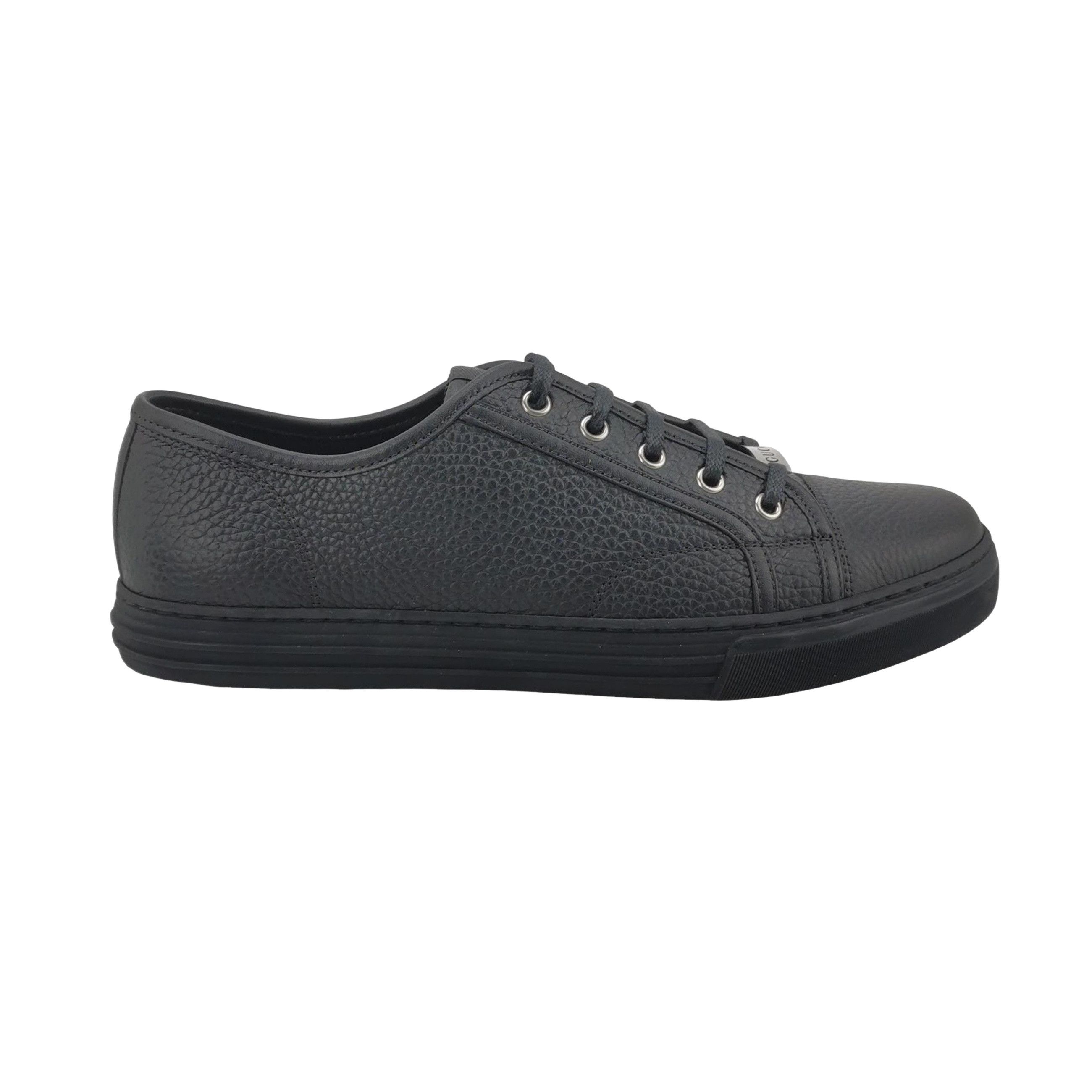 Gucci Gucci Logo Patch Black Leather Low-Top Sneakers EU 42 Size US 9 / EU 42 - 1 Thumbnail