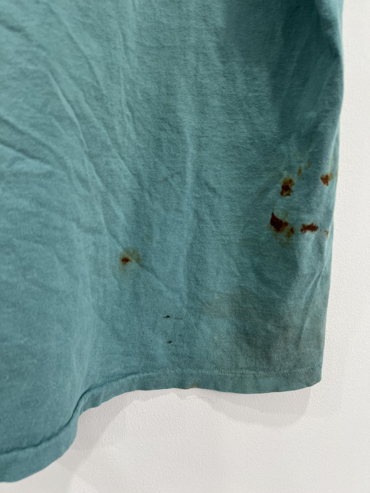 Japanese Brand Vintage 90s Blank Tee Shirt sun faded thrashed green grunge Size US XL / EU 56 / 4 - 5 Thumbnail