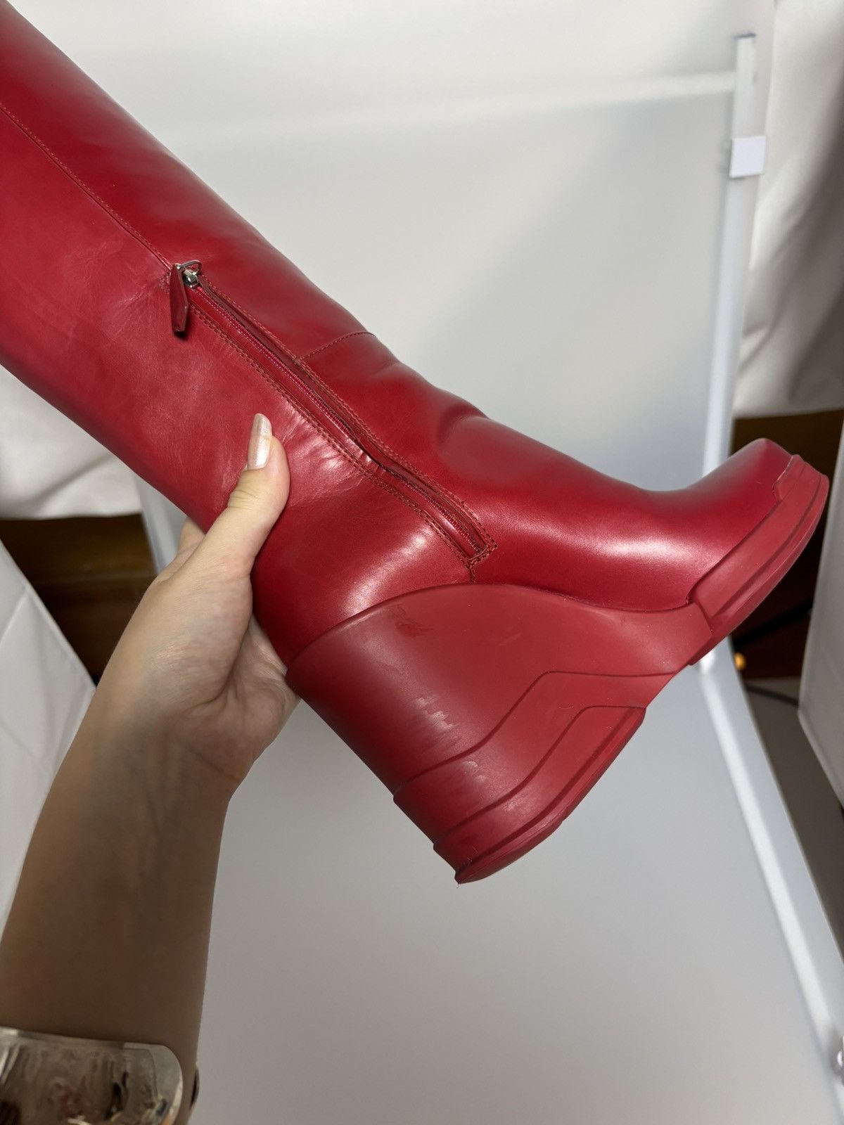 Prada PRADA Red Wedge Boots - Fall/Winter 2014 (EU 36) Size US 5 / IT 35 - 6 Thumbnail