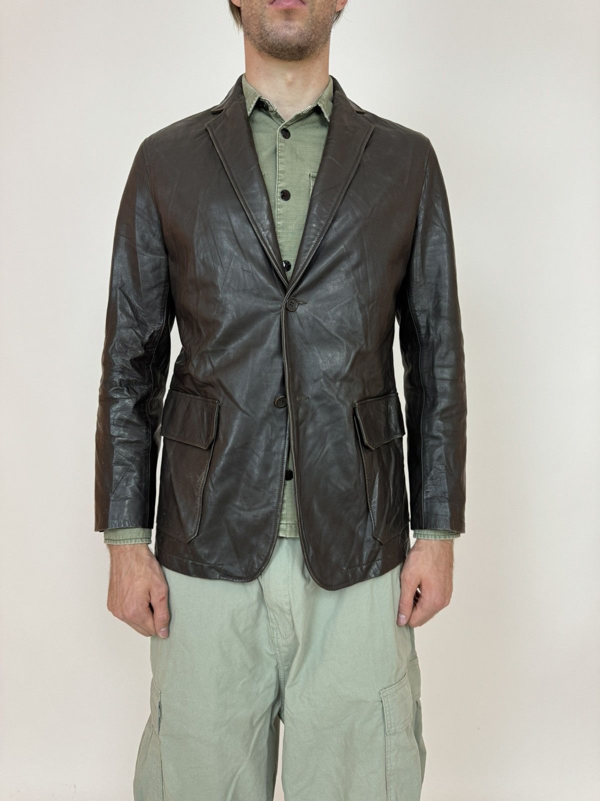 Country Road COUNTRY ROAD Leather Blazer Jacket Mens Size M Size US M / EU 48-50 / 2 - 1 Thumbnail