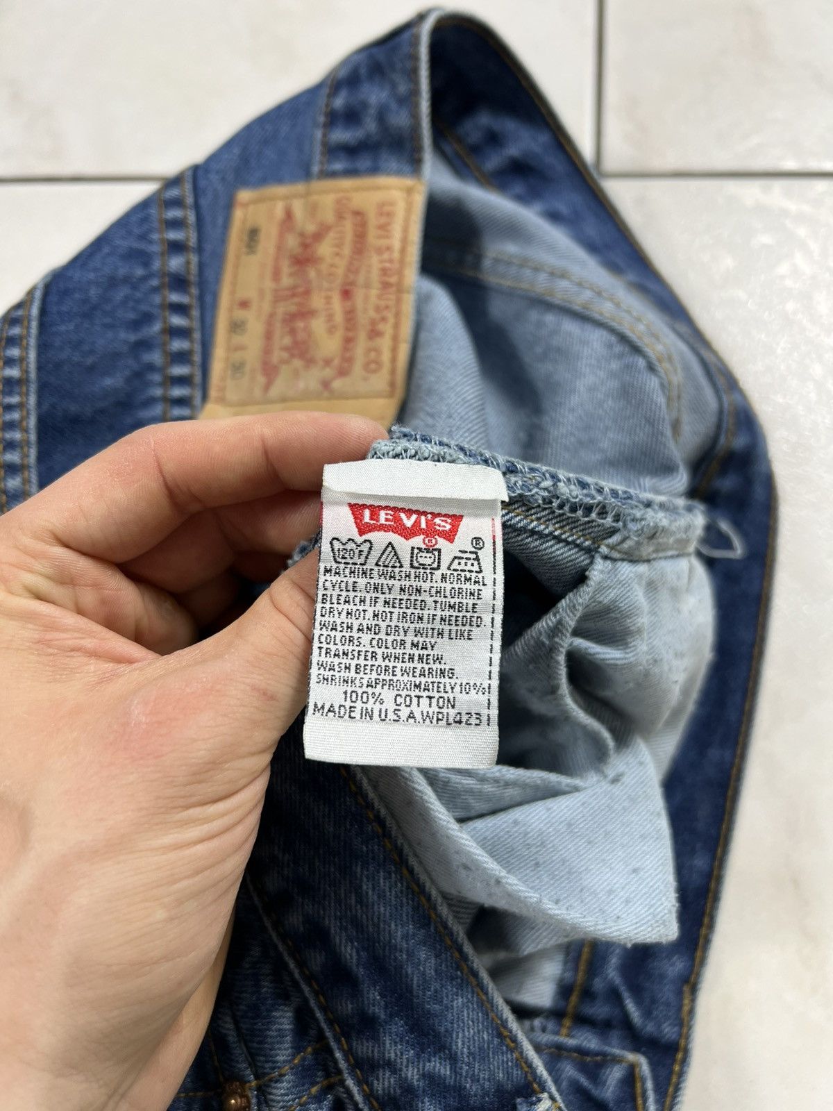 Levi's Vintage 90s Levi’s 501 hybrid leather denim tied strap pants Size US 32 / EU 48 - 21 Thumbnail