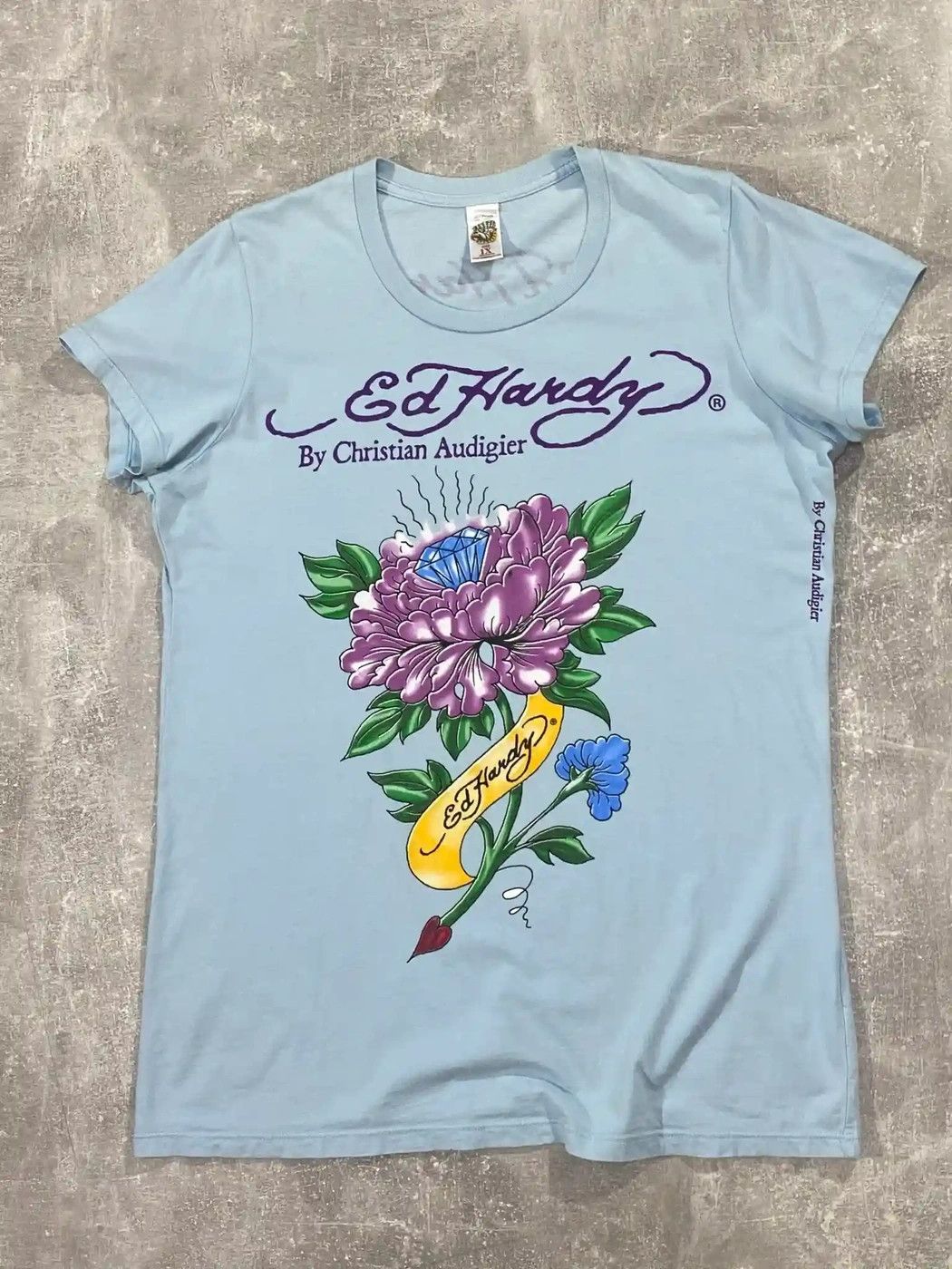 Christian Audigier Ed Hardy By Christian Audigier Diamond Peonies Logo T-shirt Size US S / EU 44-46 / 1 - 1 Thumbnail