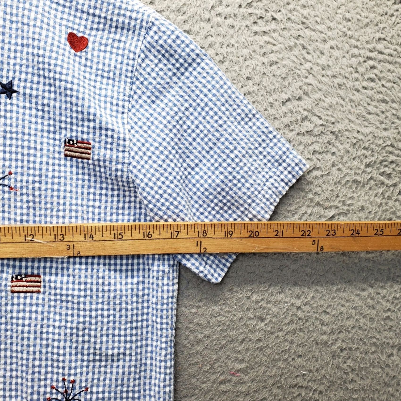 Vintage VINTAGE Teddi Shirt Womens PS Multi Embroidered Patriotic Button-Up Seersucker Shirt Size S / US 4 / IT 40 - 4 Thumbnail