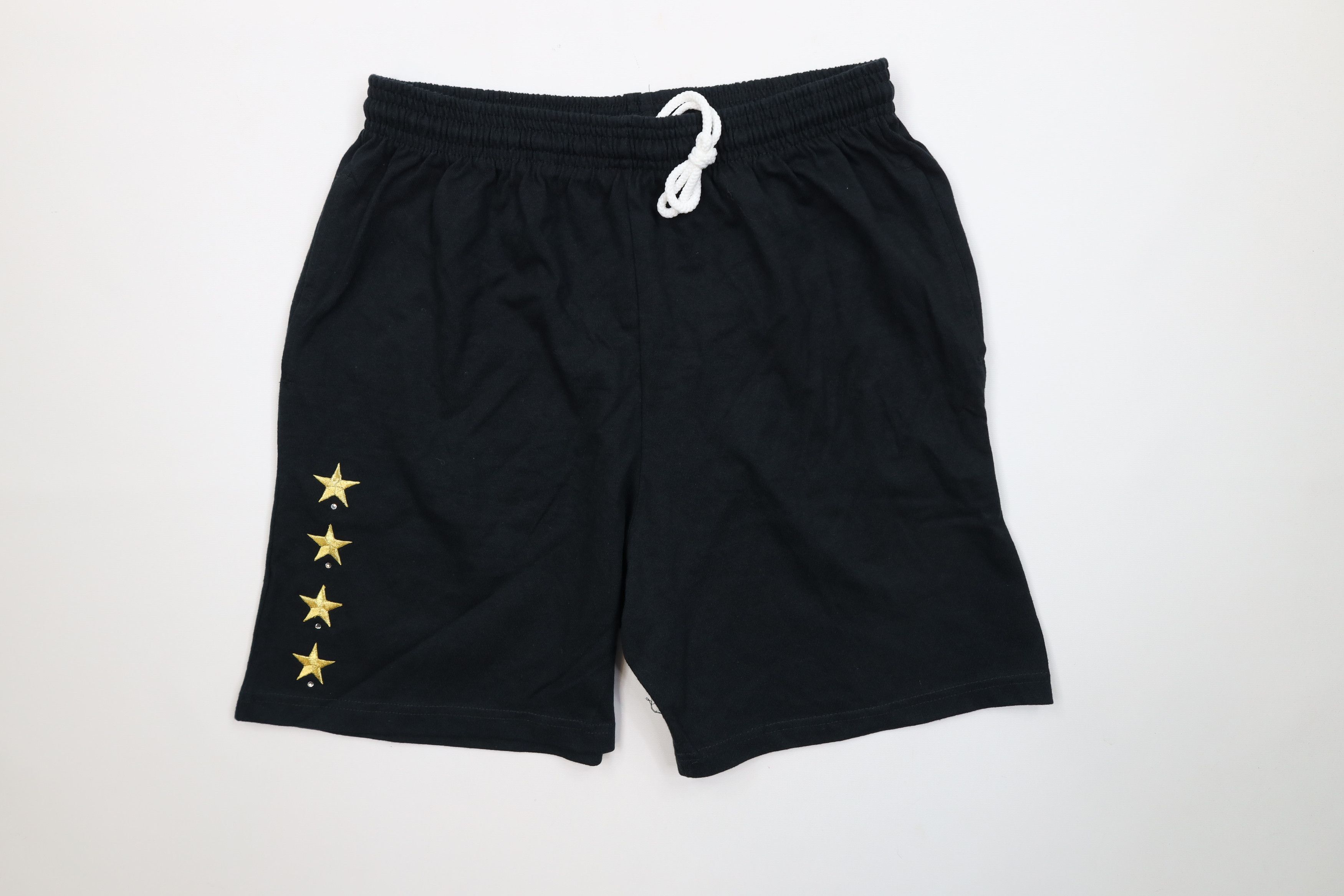 Vintage Vintage 90s Streetwear Sequin Star Cotton Shorts Black USA Size 28" / US 6 / IT 42 - 1 Thumbnail