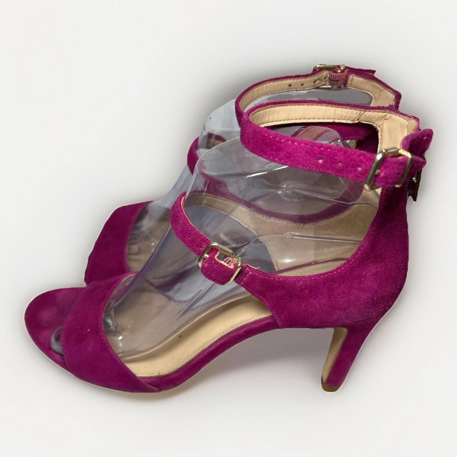 Other Antonio Melani 3" Heels Fuchsia Zipper Suede Double Strap Size US 9 / IT 39 - 3 Thumbnail