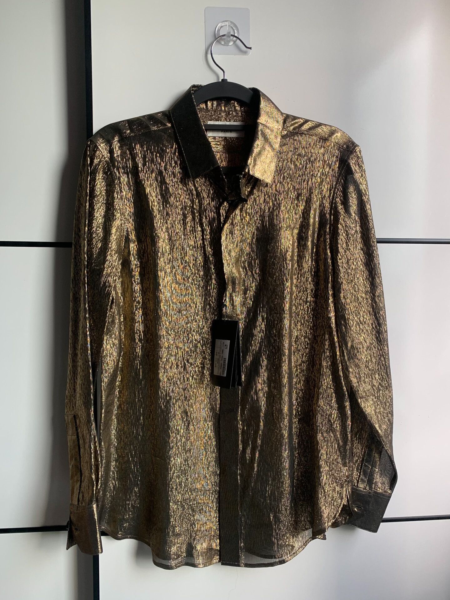 Saint Laurent Paris Saint Laurent Gold Denim Ruffle Shirt Size S / US 4 / IT 40 - 1 Thumbnail
