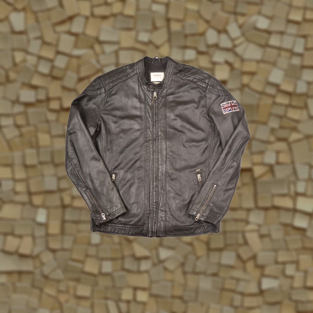 Pepe Jeans Pepe Jeans Lennon Leather Jacket PM400960 Size L Men Black Biker Jacket 90s Style Size US 33 - 1 Thumbnail