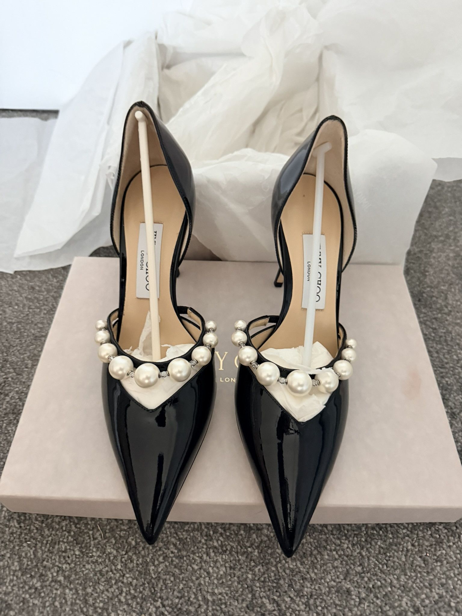 Jimmy Choo Jimmy Choo Aurelie 85 l 39 Black/ White Size US 9 / IT 39 - 4 Thumbnail