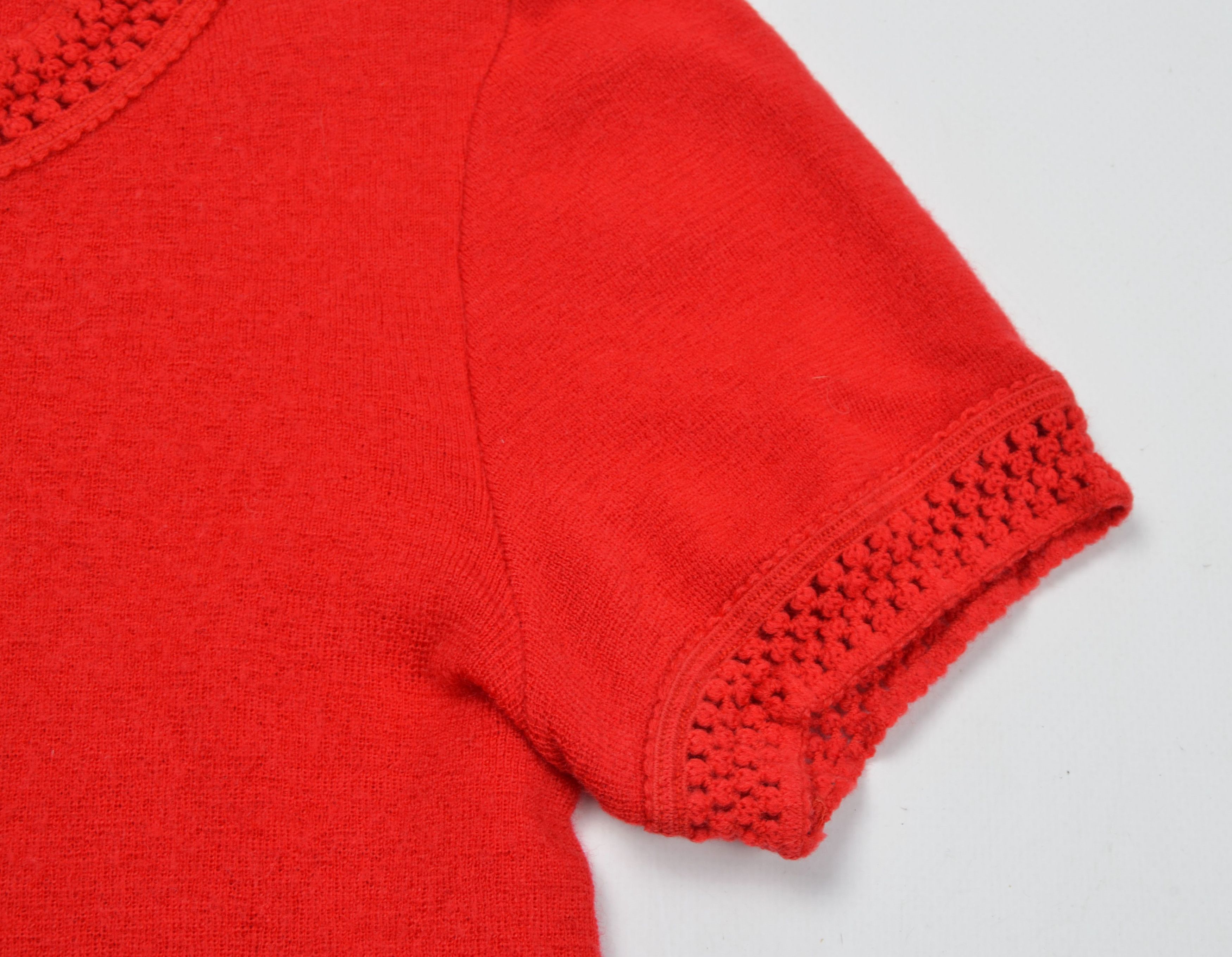 Hanro Vintage Hanro of Switzerland 80's Red Pure Wool Top T-shirt Size XS / US 0-2 / IT 36-38 - 8 Thumbnail