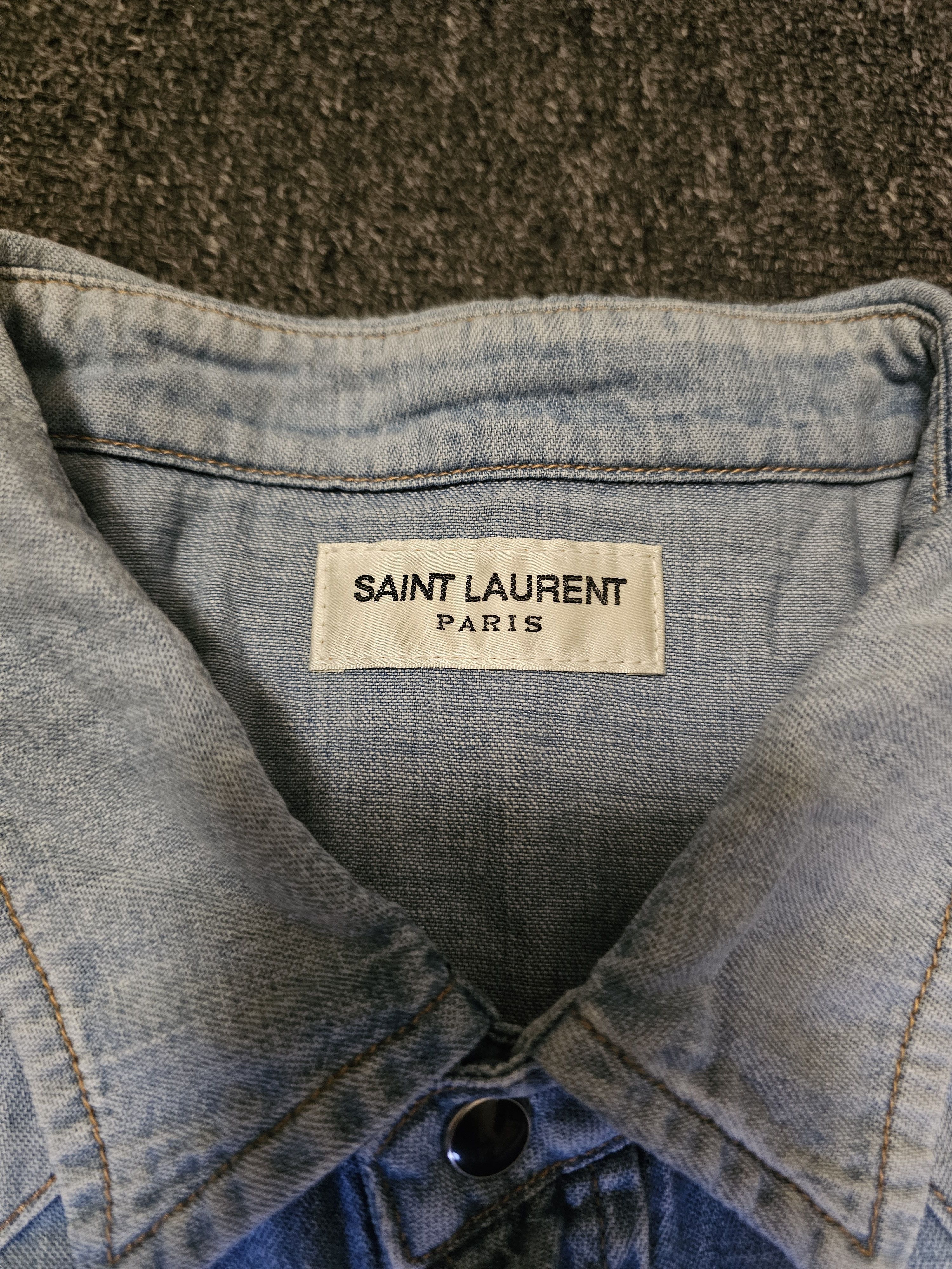 Saint Laurent Paris Saint Laurent men's denim short sleeve shirt size M Size US M / EU 48-50 / 2 - 3 Thumbnail