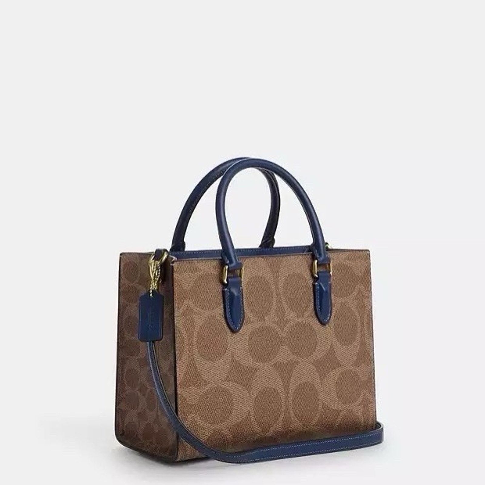 Coach NWT Coach Maggie Small Tote Bag CAL28 IMY3M Tan/Deep Blue Size ONE SIZE - 9 Thumbnail