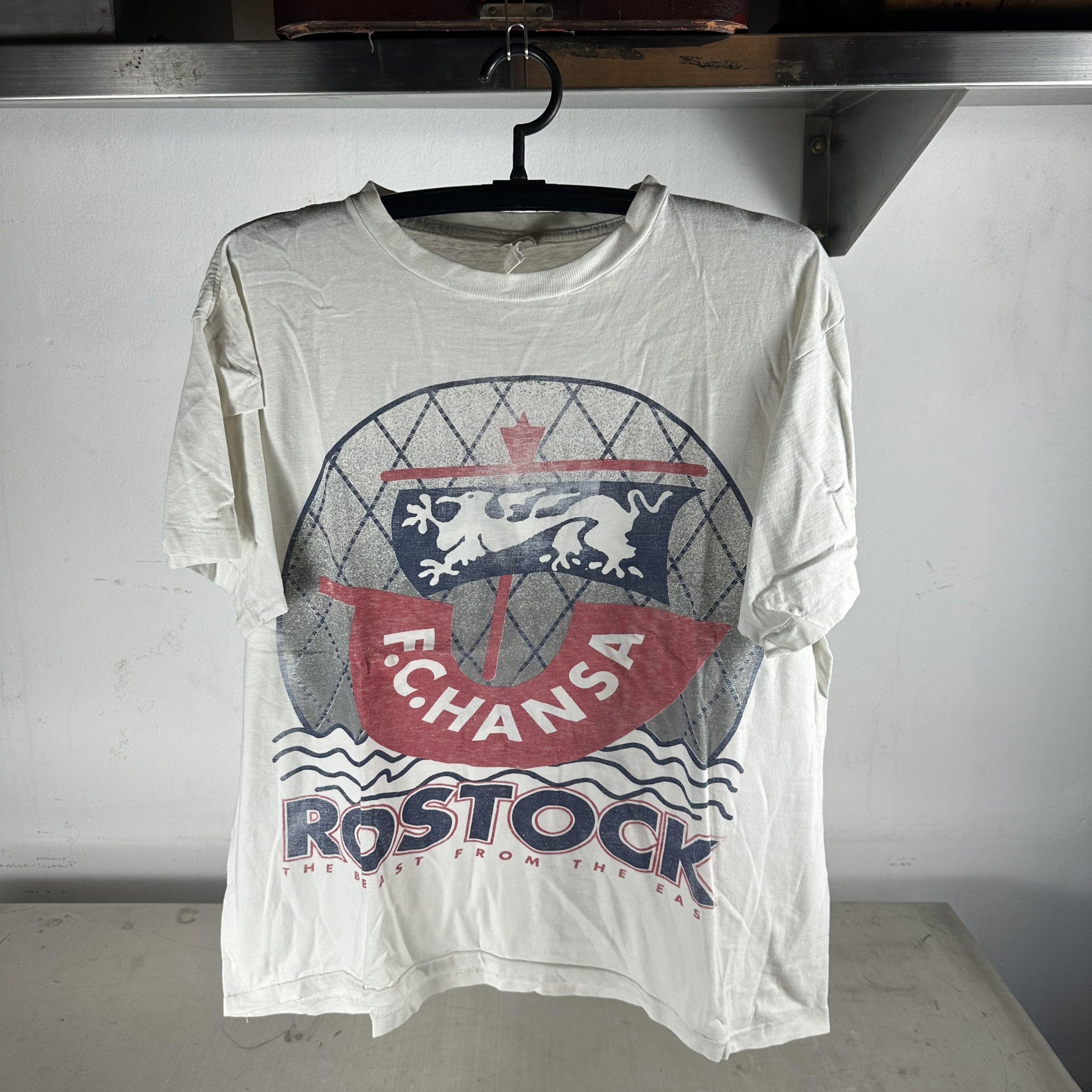 Vintage 90s FC Hansa Rostock The Beast From the East Soccer T-shirt Size US XL / EU 56 / 4 - 1 Thumbnail