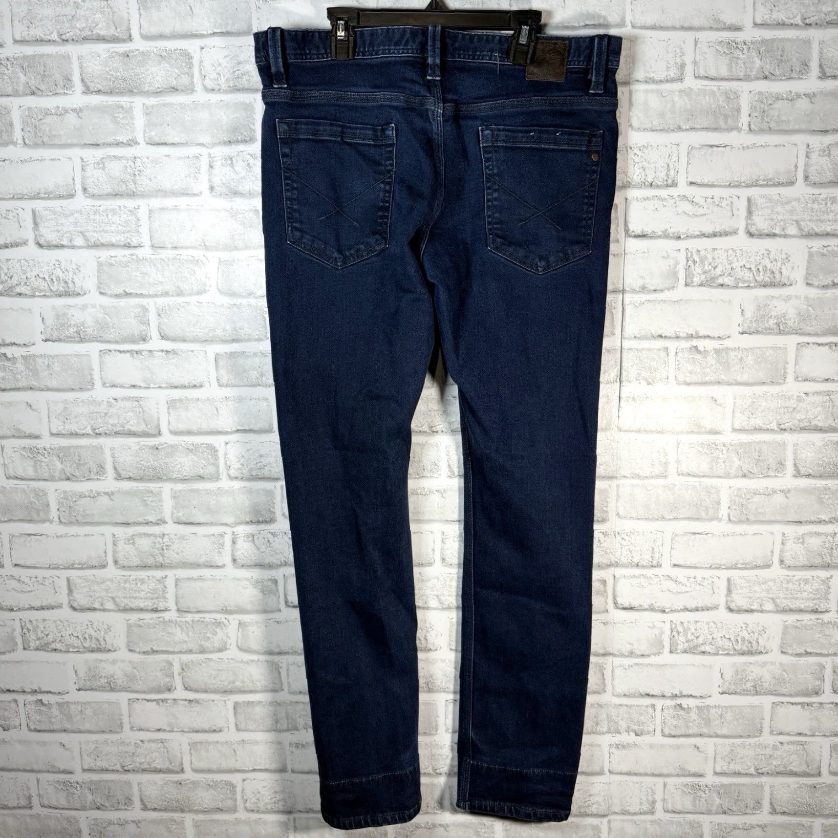 Vintage Meridian Line Jeans Slim Dark Blue Organic Cotton Blend Mens 33x31 Slimming Straight Jeans Mens Size US 33 - 5 Thumbnail