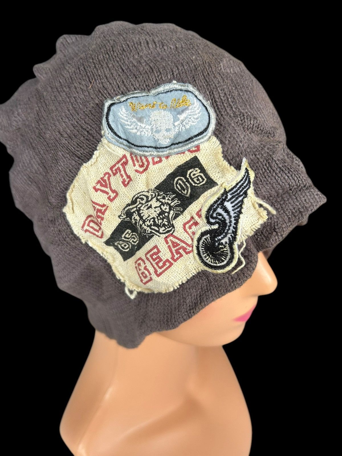 Japanese Brand × Kapital × Vintage Japanese Skull Sunfaded Big Beanie Hats Size ONE SIZE - 3 Thumbnail