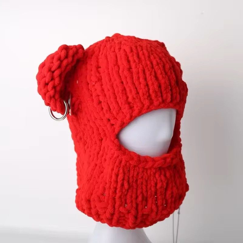 Japanese Brand Handmade 3D Bear Ear Knitted Crochet Beanie Hat Size ONE SIZE - 2 Thumbnail