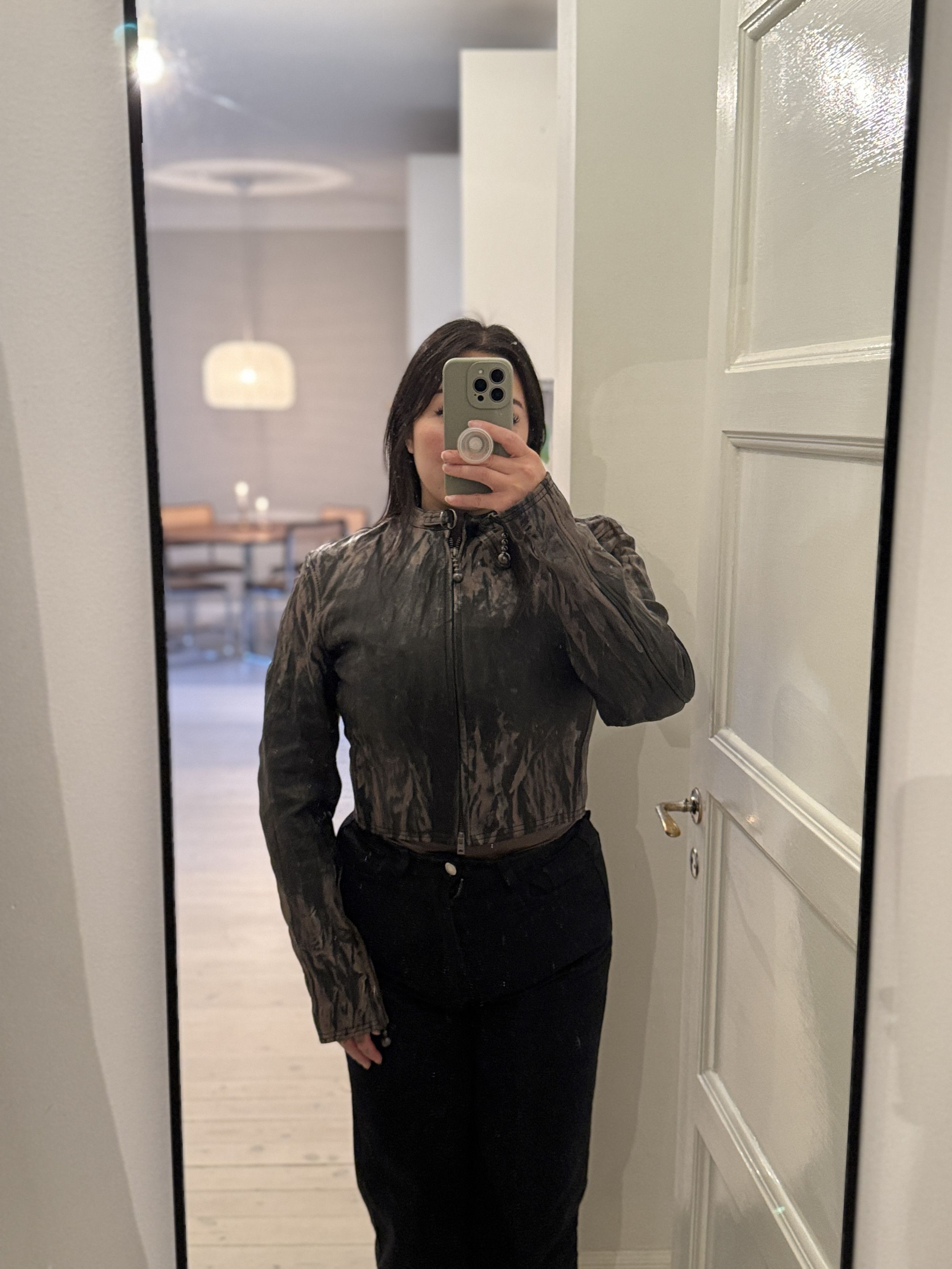 Acne Studios Creased Wrinkle Dye Lambskin Leather Cafe Jacket Size XS / US 0-2 / IT 36-38 - 17 Thumbnail
