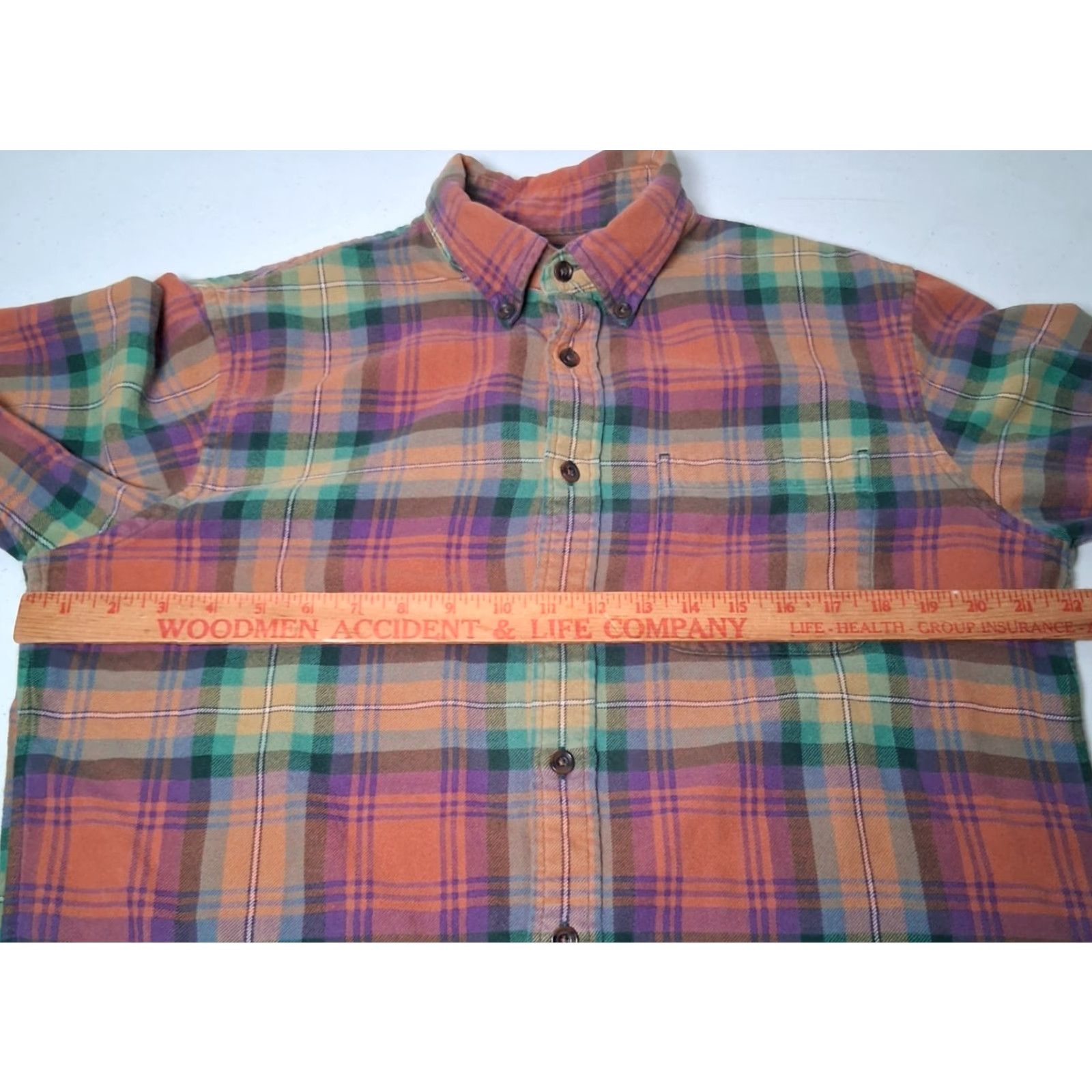 Lands' End Lands' End Flannel Shirt Men M Button-Down Regular Long Sleeve MultiColor Plaid Workwear Outdoor Outdoorsy Pockets Size US M / EU 48-50 / 2 - 4 Thumbnail