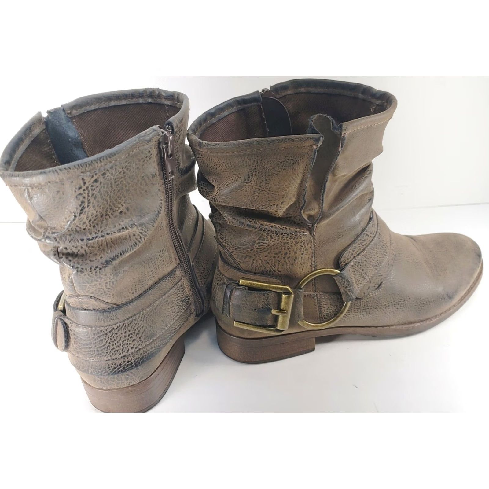 Vintage Crown Vintage Beauty Harness Slouch Boots - Womens Size 7.5M Brown - Distressed Bootie - Strap and - Size US 8 / IT 38 - 4 Thumbnail