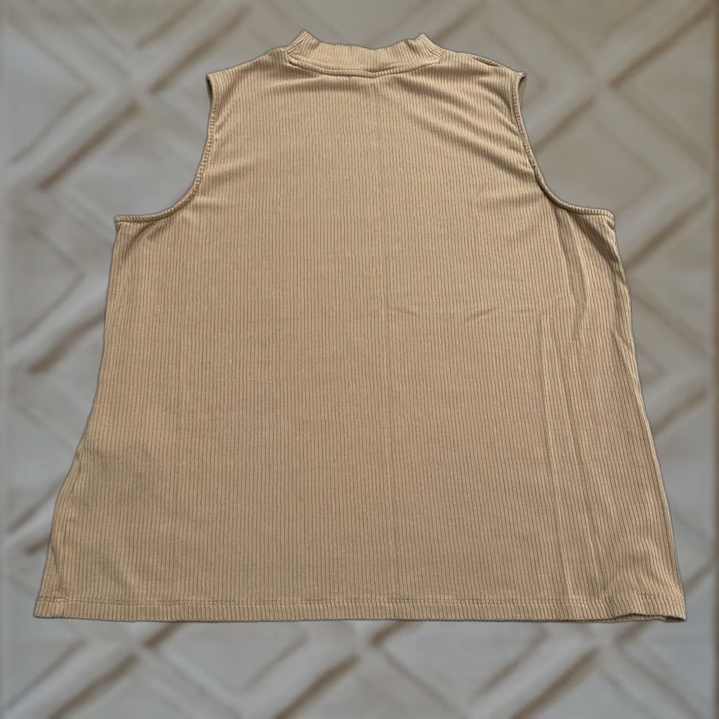 Vintage Chico's Ribbed Knit Mock Neck Top Womens L Brown Sleeveless Basic Essential Shirt Tank Casual Regular Knit Spandex Rayon Logo Vintage No N/A Size L / US 10 / IT 46 - 1 Thumbnail