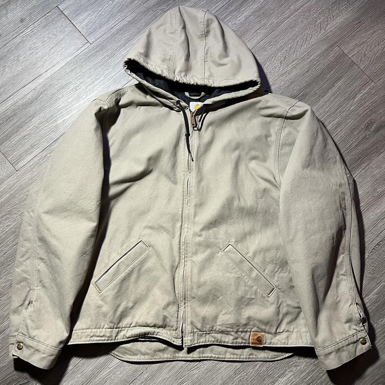 image of Xl Beige Carhartt Hooded Quilt Liner Jacket, Men's