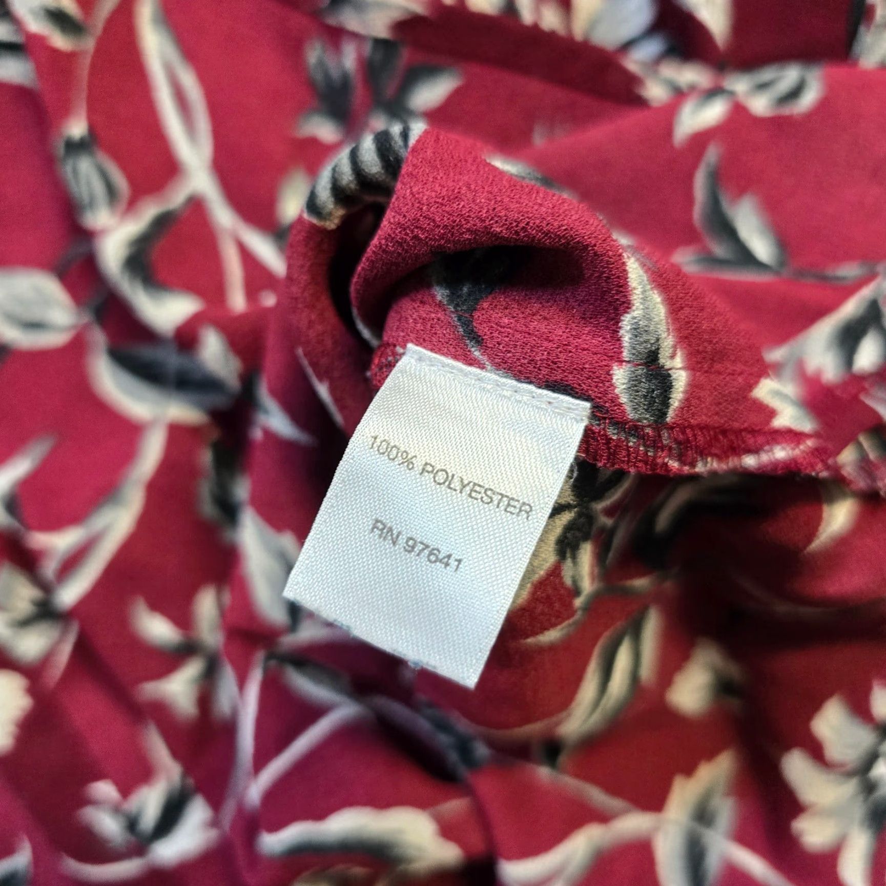 J. Jill J Jill Top Women Large Red Floral Button-Up Tunic Long Sleeve Career Casual Shirt Size L / US 10 / IT 46 - 7 Thumbnail