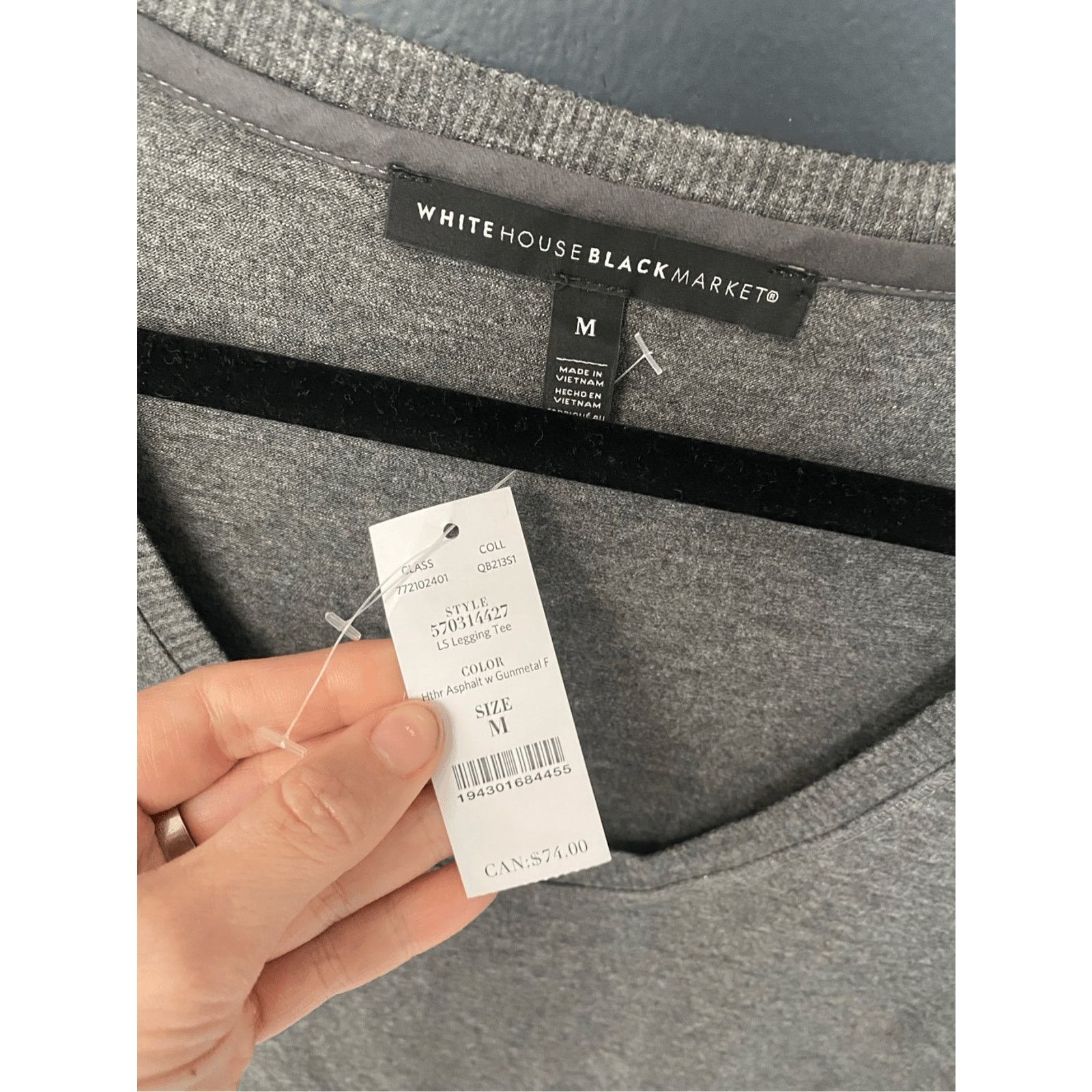 White House Black Market WHBM NWT Long Sleeve Legging Tee Gray Sz Medium, MP $66 Size M / US 6-8 / IT 42-44 - 6 Thumbnail