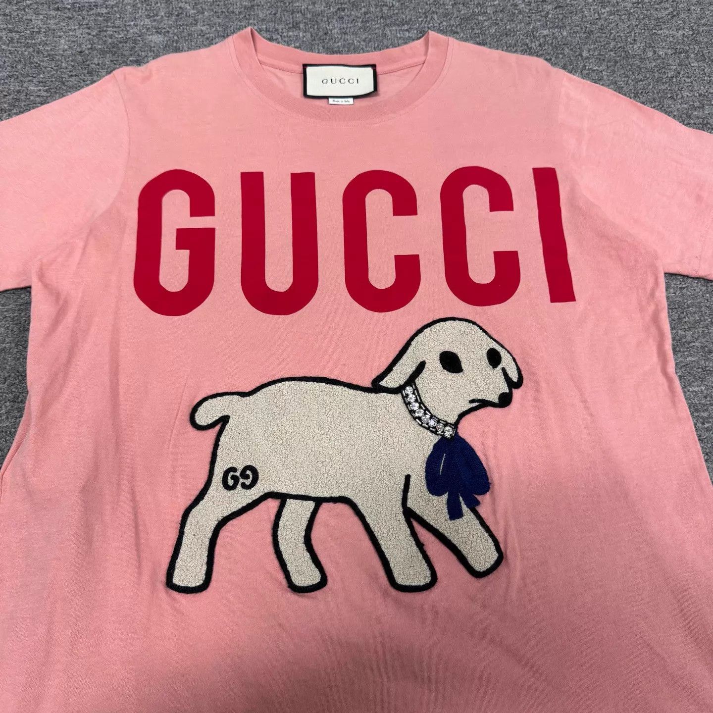 Gucci Gucci Pink Lamb Emblem Crew SS Tee M 99N Size M / US 6-8 / IT 42-44 - 4 Thumbnail