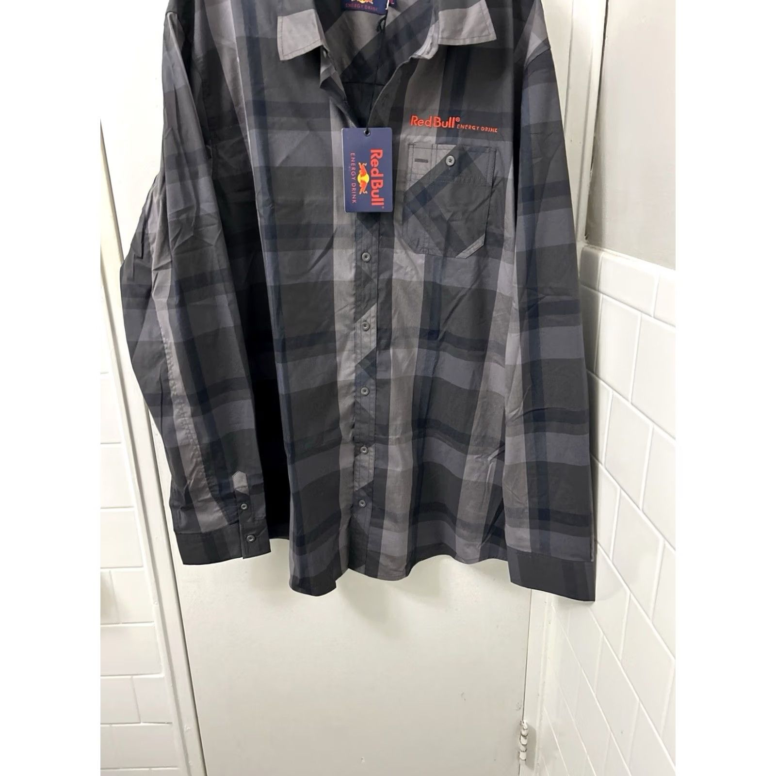 Vintage Red Bull Shirt Mens 2XL Gray Plaid Button Up Long Sleeve NWT Size US XXL / EU 58 / 5 - 3 Thumbnail