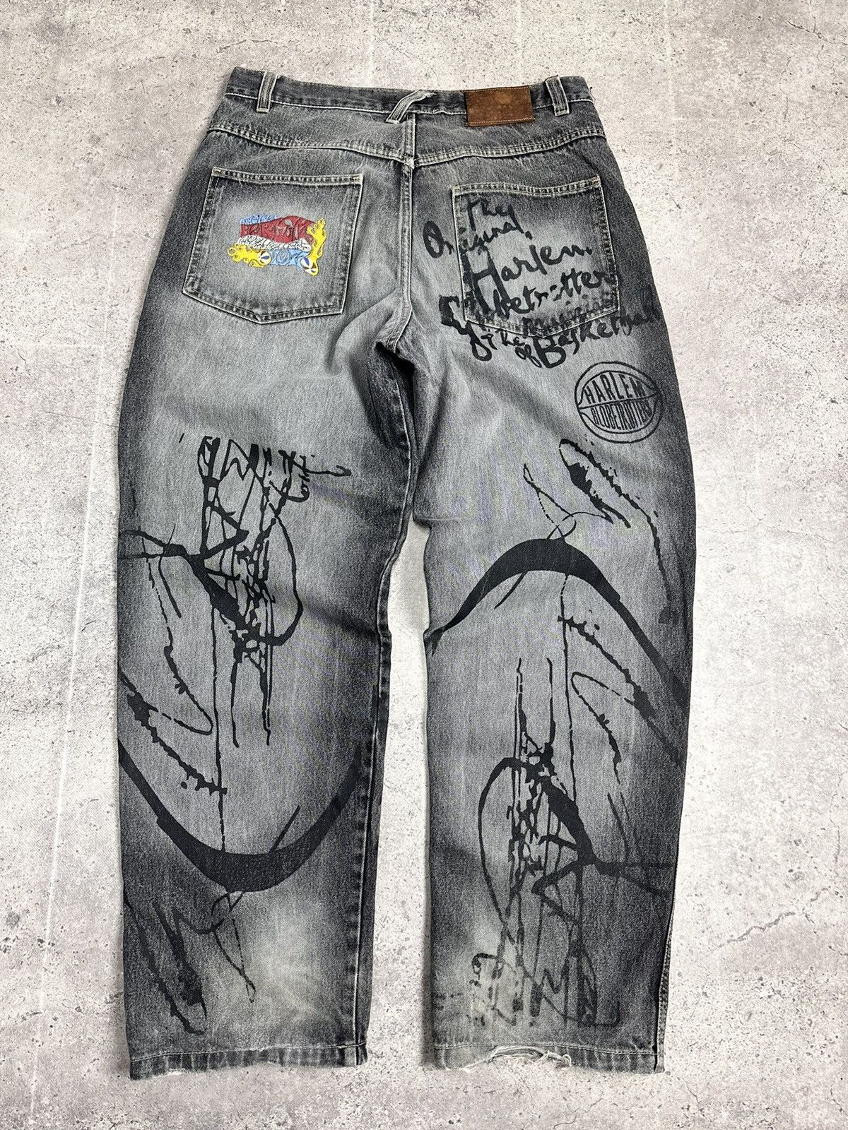 Fubu Fubu Black Baggy Denim Jeans Hip Hop 90s Street JNCO Size US 36 / EU 52 - 7 Thumbnail