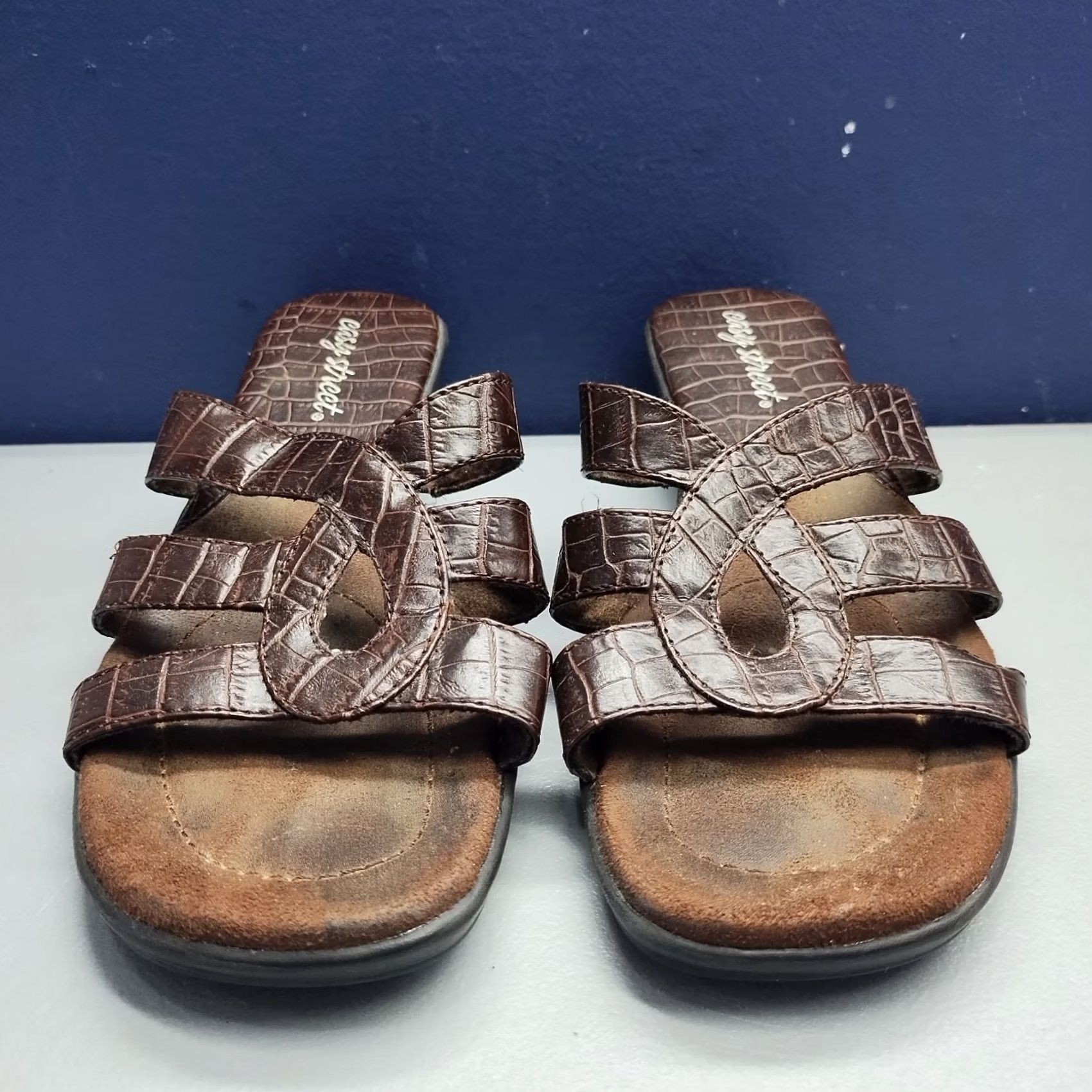 Vintage Easy Street Slide Sandals Womens Size 8.5 Brown Open Toe Slip On Casual Sandals Product Details: Pre-owned Mens Womens Girls Boys Size US 9 / IT 39 - 2 Thumbnail