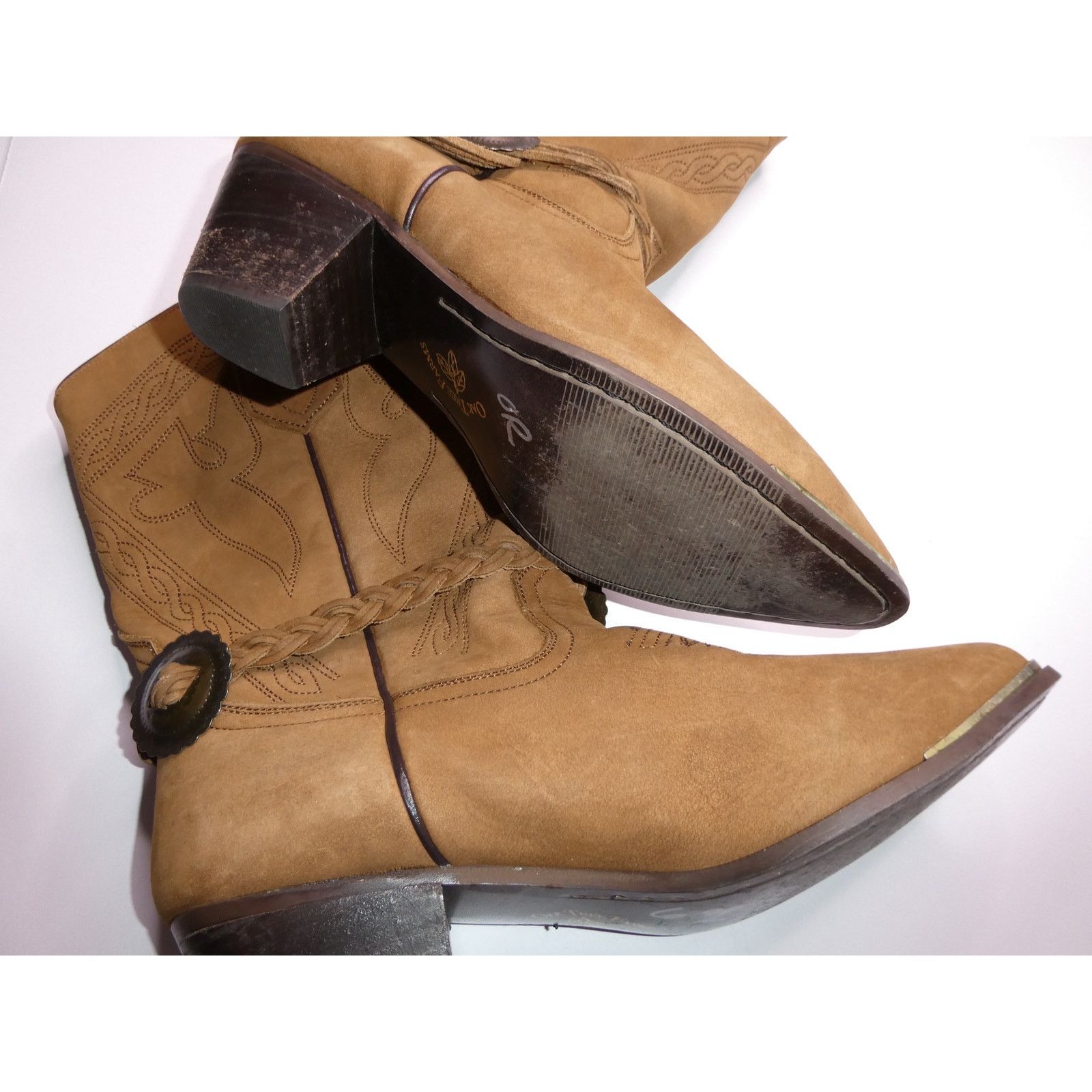 Oak Street Bootmakers Cowboy Boots, Brown, Gold Tip, Size 7.5, Oak Tree Farms Size US 7.5 / IT 37.5 - 5 Thumbnail