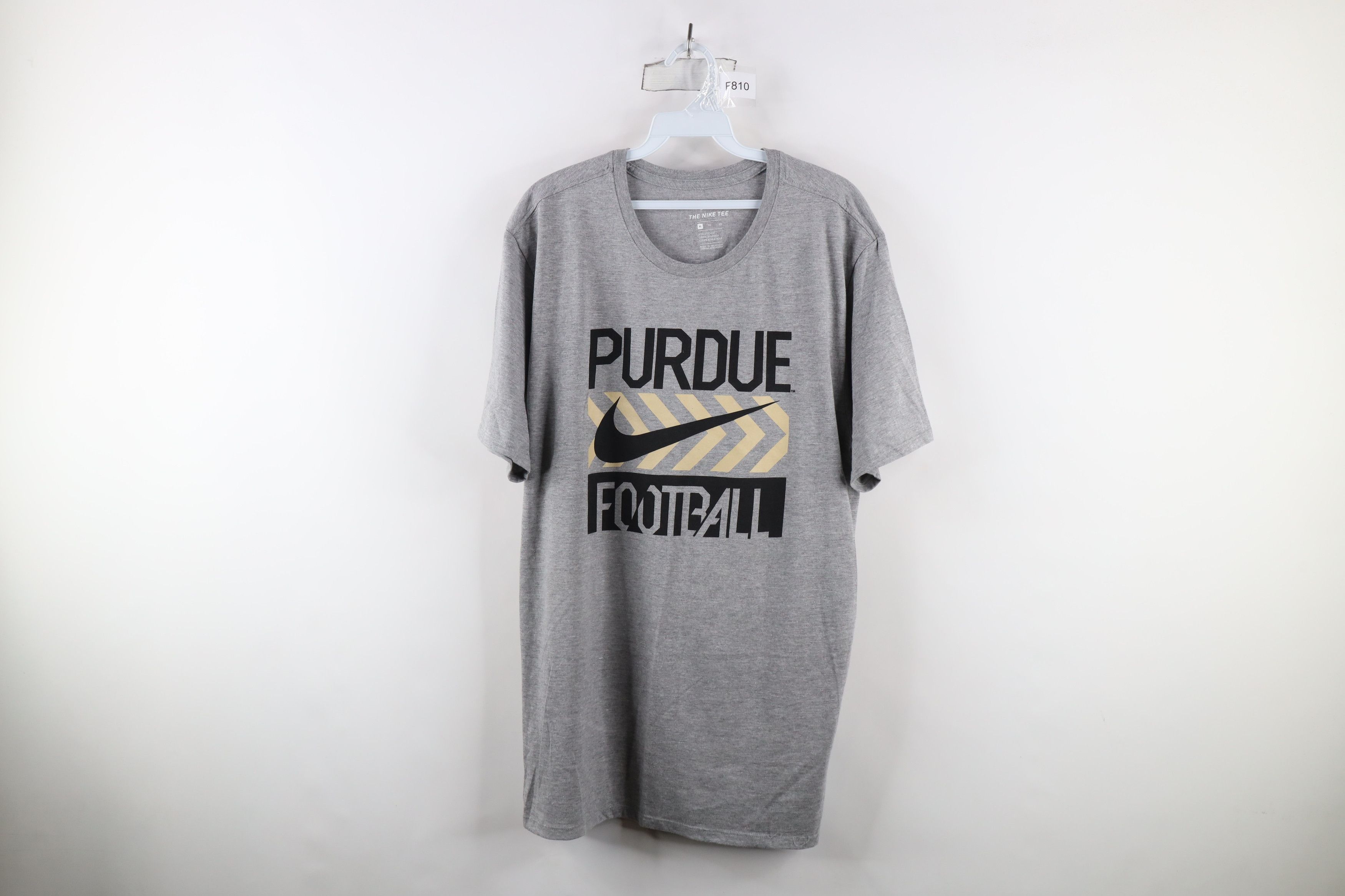 Nike × Vintage Nike Out Big Swoosh Purdue University Football T-Shirt Gray Size US XL / EU 56 / 4 - 1 Thumbnail