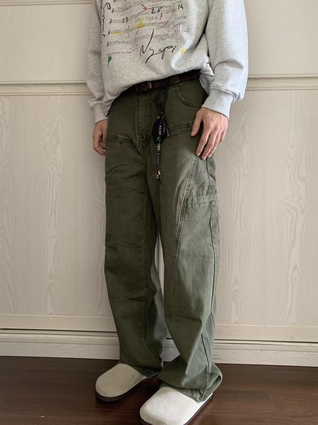 Japanese Brand × Jean Green Vintage Multi-Pocket Loose Straight Cargo Jeans Size US 32 / EU 48 - 2 Thumbnail
